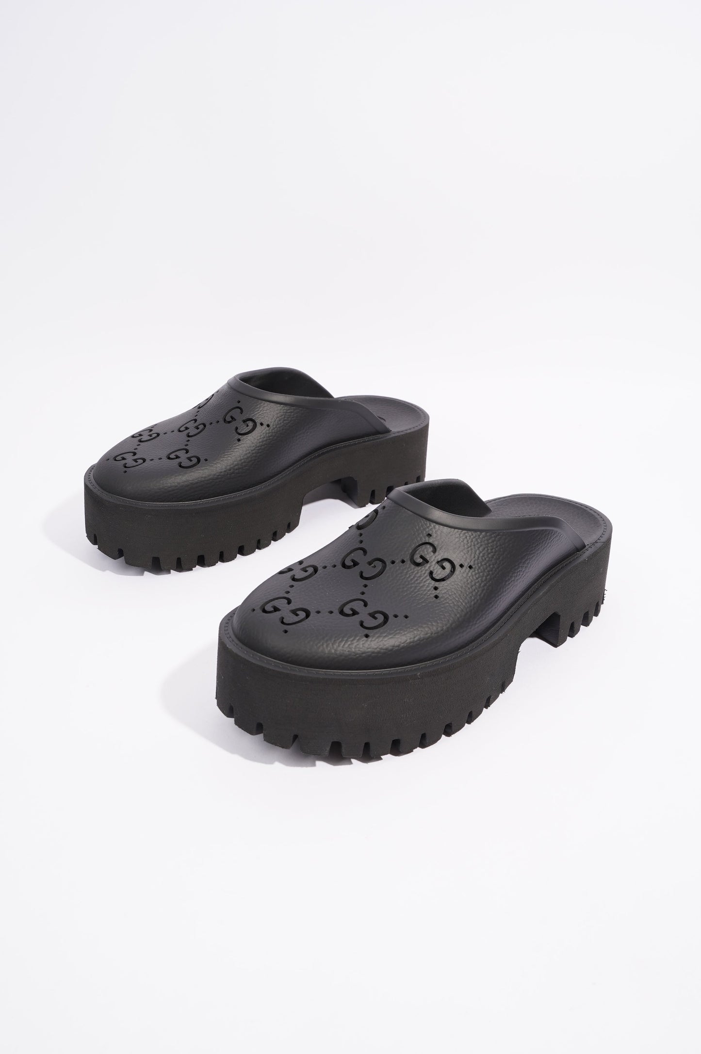 Gucci Womens Platform Perforated G Sandal Black EU 40 / UK 7