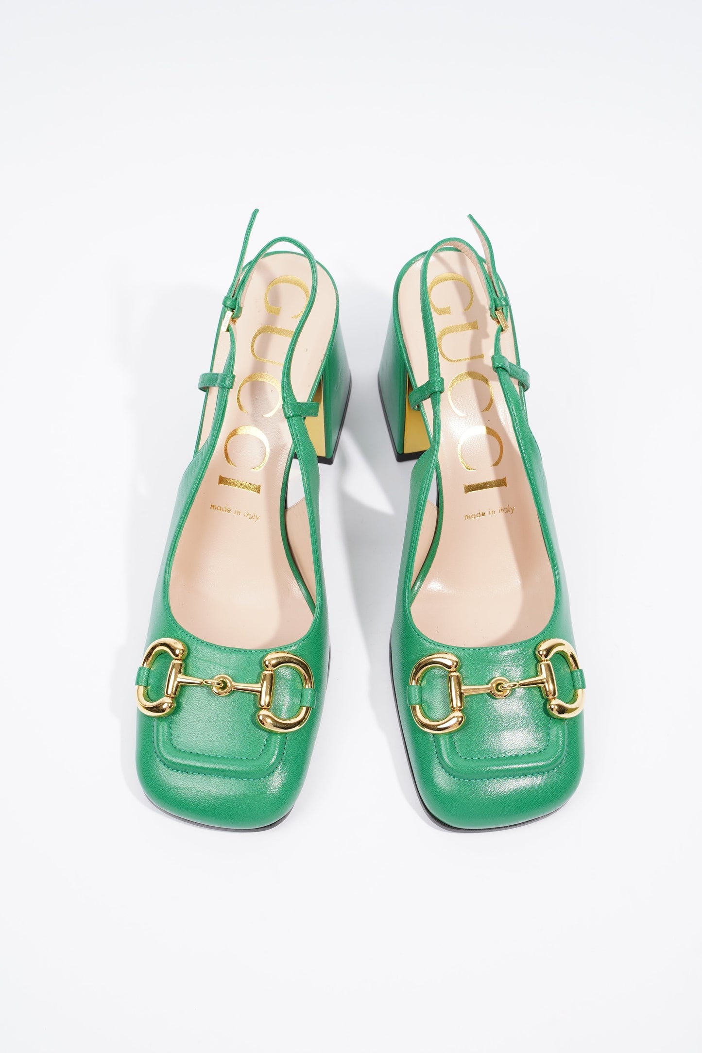 Gucci Mid Heel Slingback Heel Green Leather EU 38 / UK 5