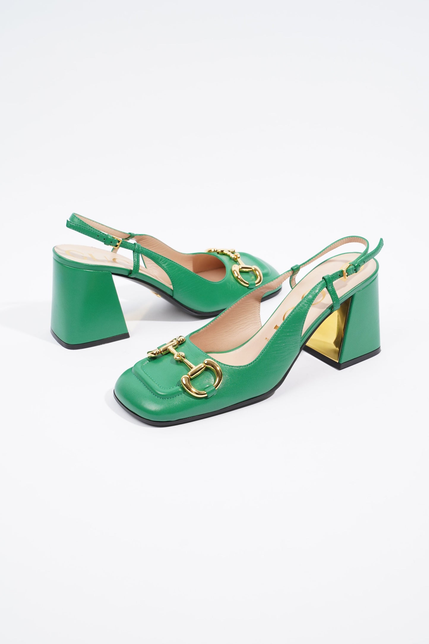 Gucci Mid Heel Slingback Heel Green Leather EU 38 / UK 5