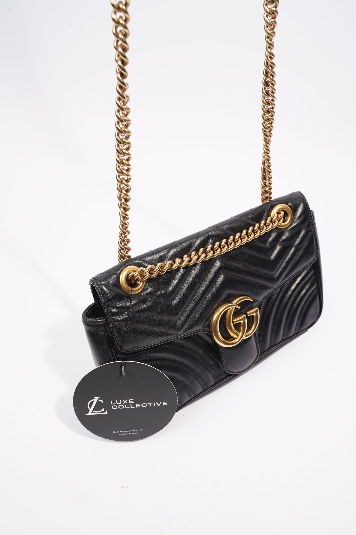 Gucci Marmont GG Flap Bag Black Leather Small