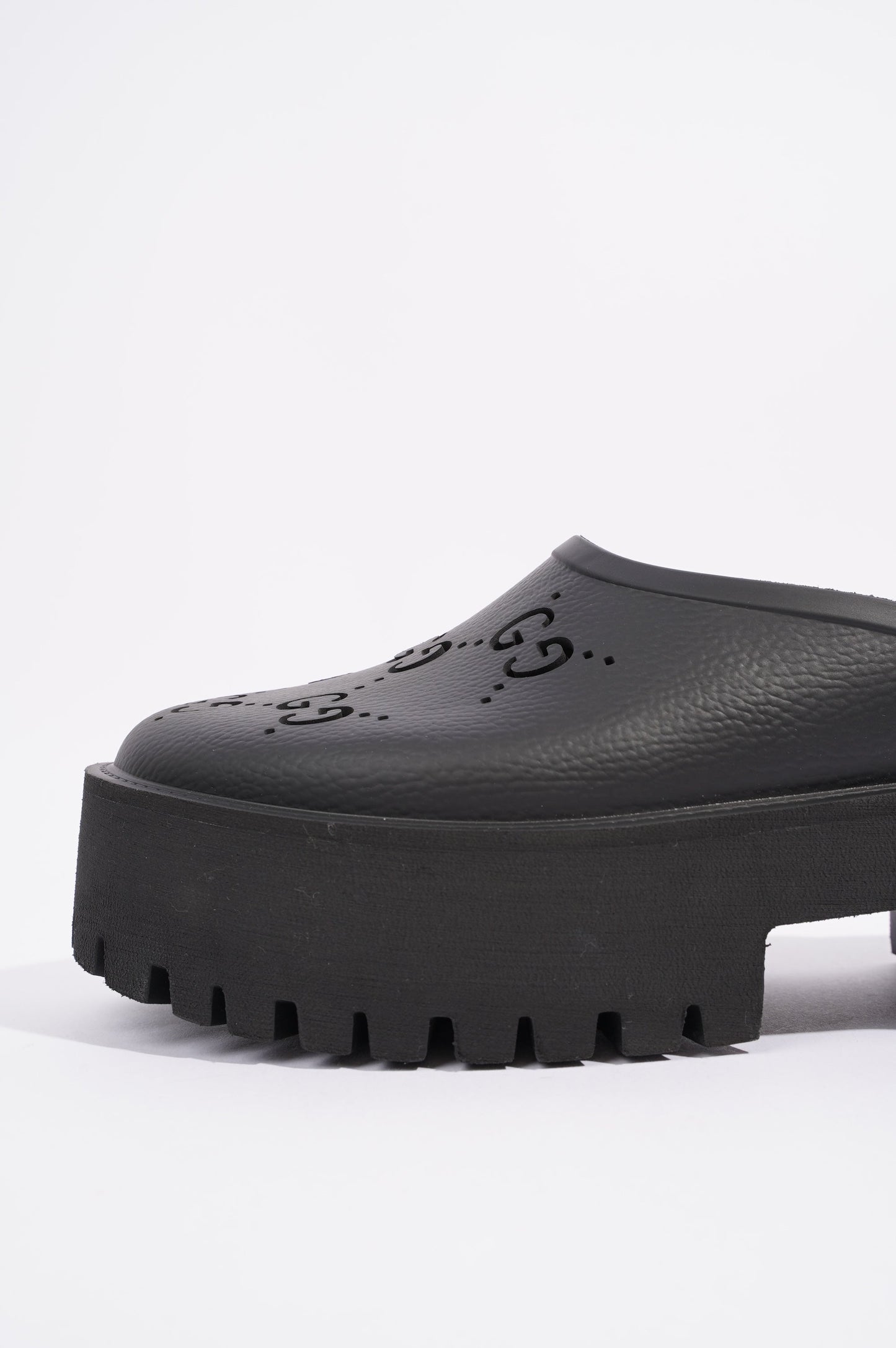 Gucci Womens Platform Perforated G Sandal Black EU 40 / UK 7