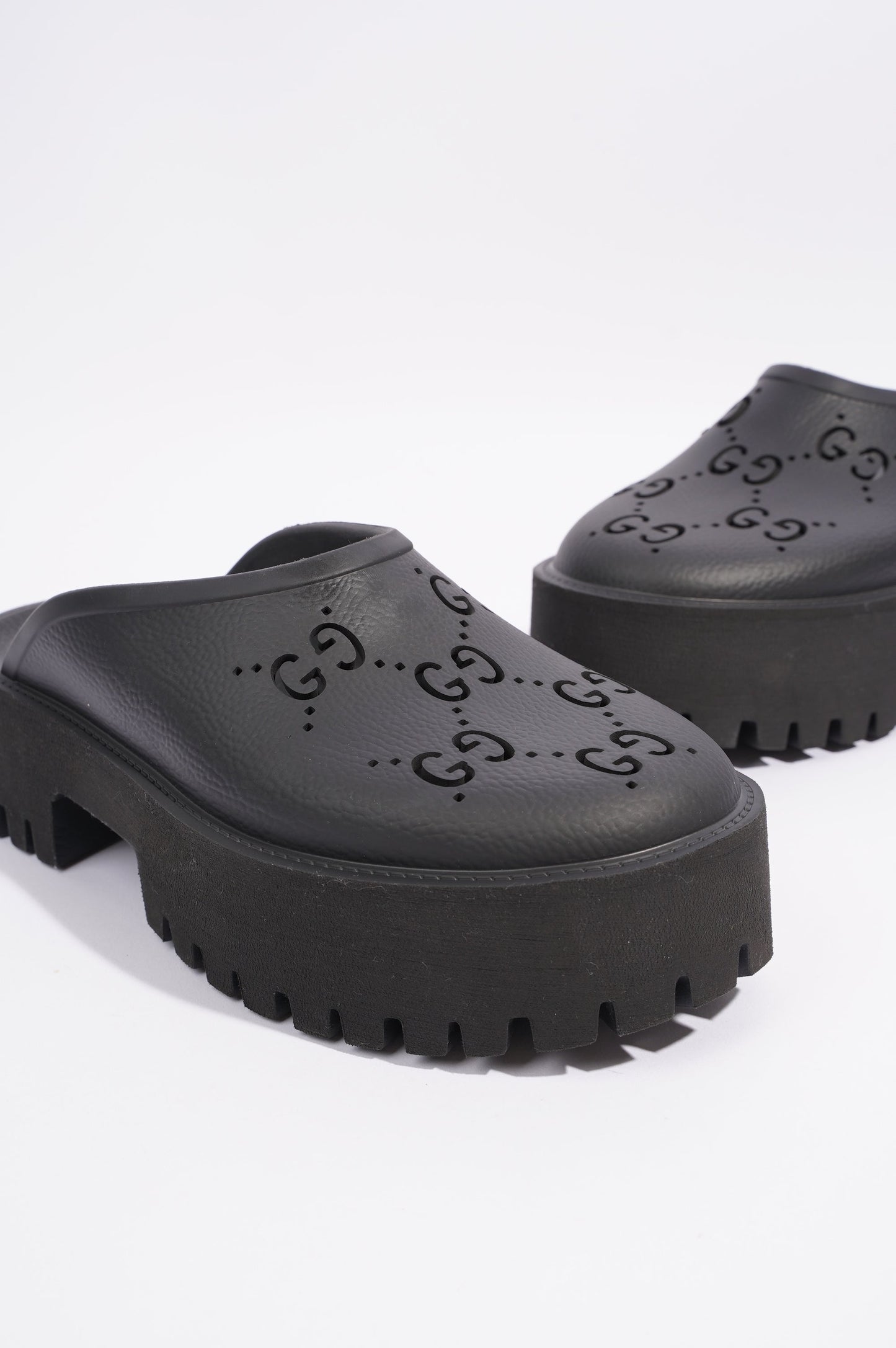 Gucci Womens Platform Perforated G Sandal Black EU 40 / UK 7