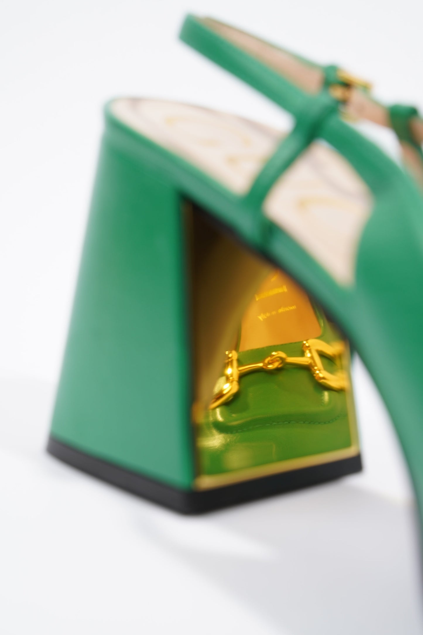 Gucci Mid Heel Slingback Heel Green Leather EU 38 / UK 5