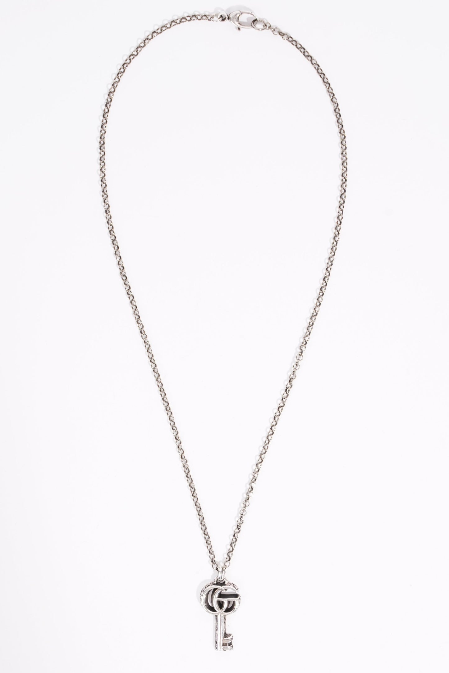 Gucci Womens Marmont GG Key Necklace Sterling Silver