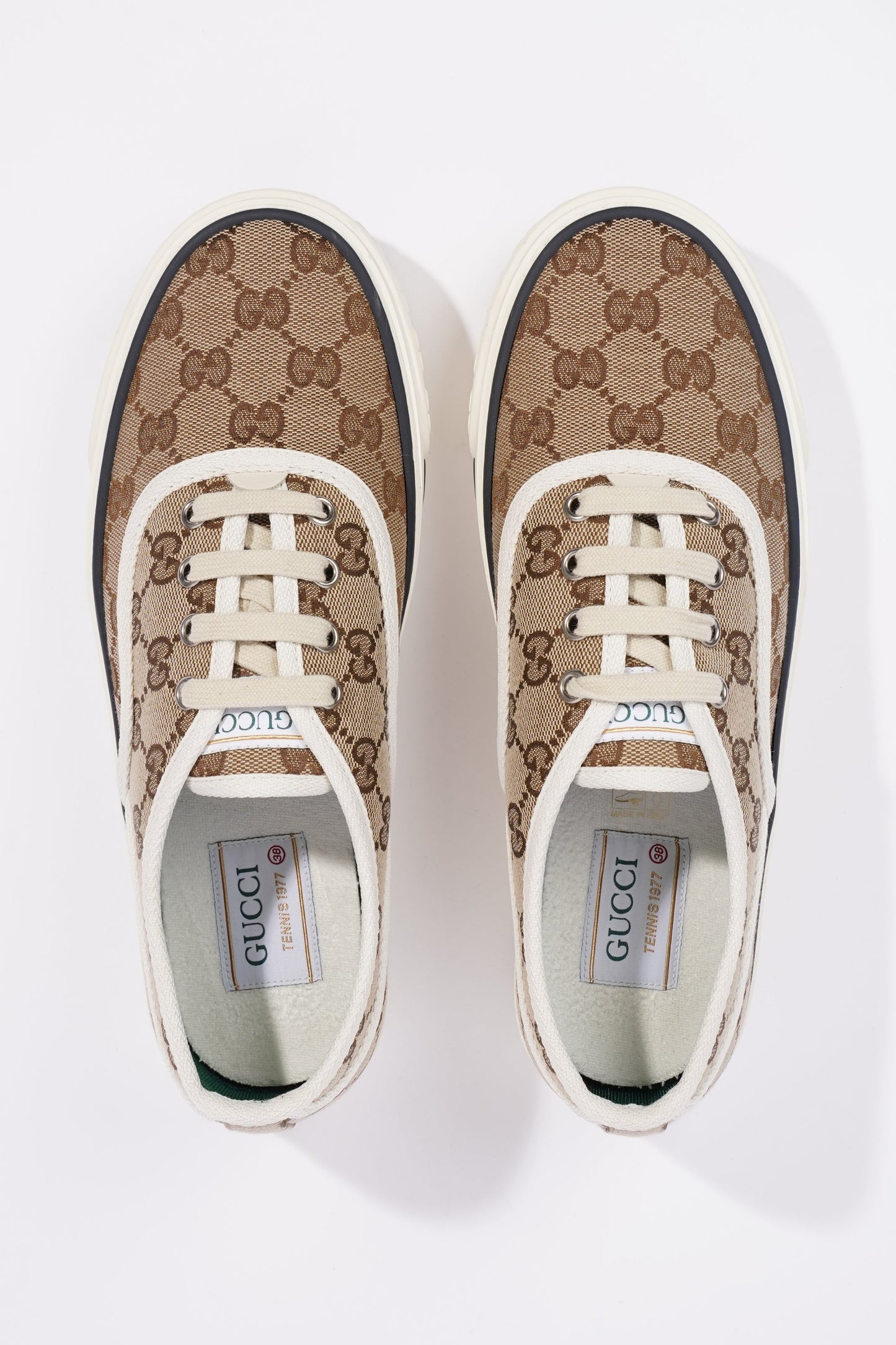 Gucci Tennis 1977 GG Brown GG Logo Canvas EU 38 UK 5