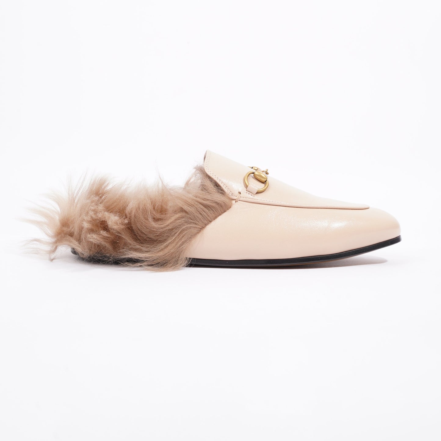 Gucci Womens Princetown Fur Loafers Nude EU 38 / UK 5