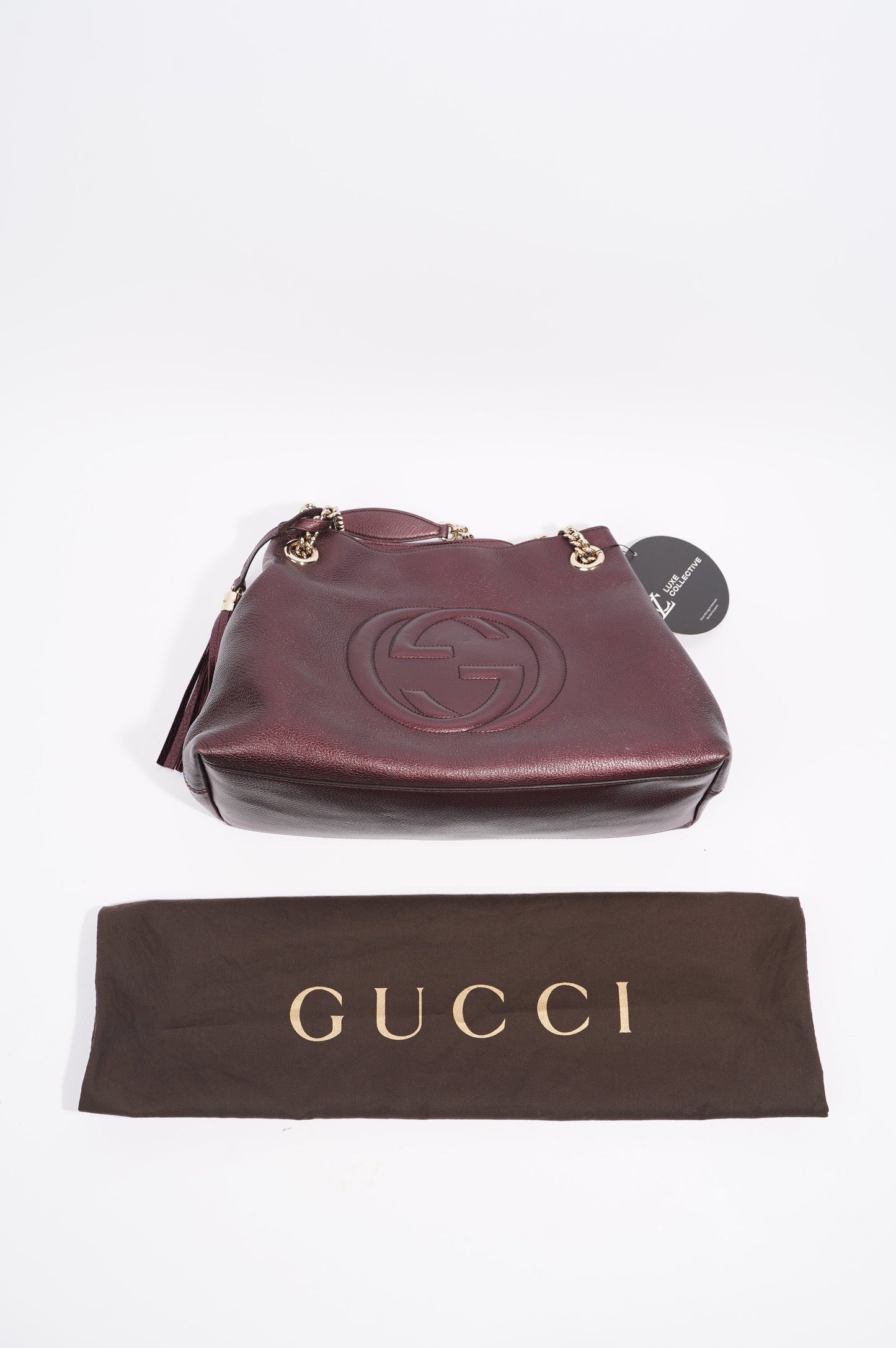 Gucci Womens Soho Chain Bag Purple Leather