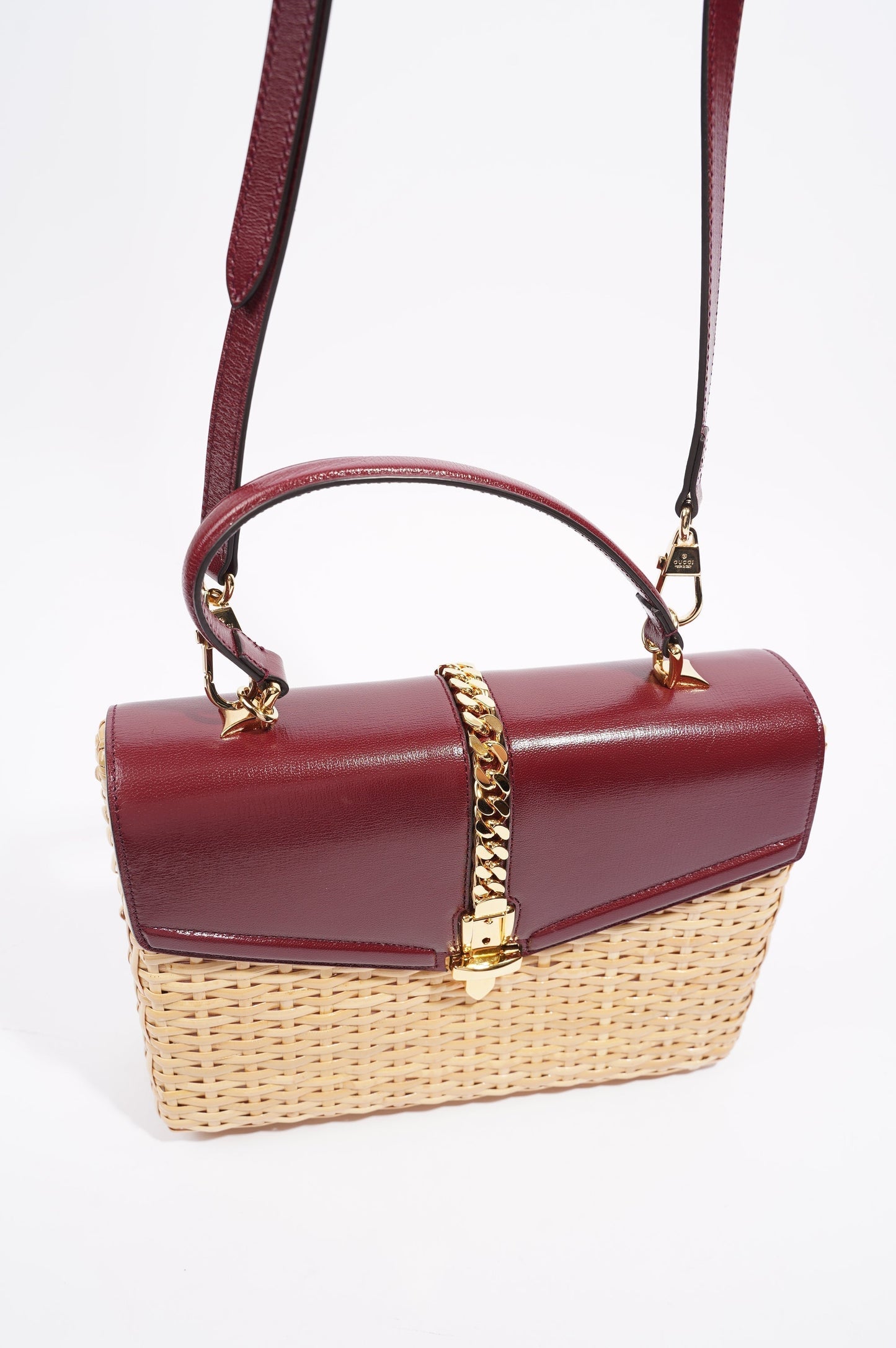 Gucci Sylvie 1969 Handbag Wicker / Burgundy