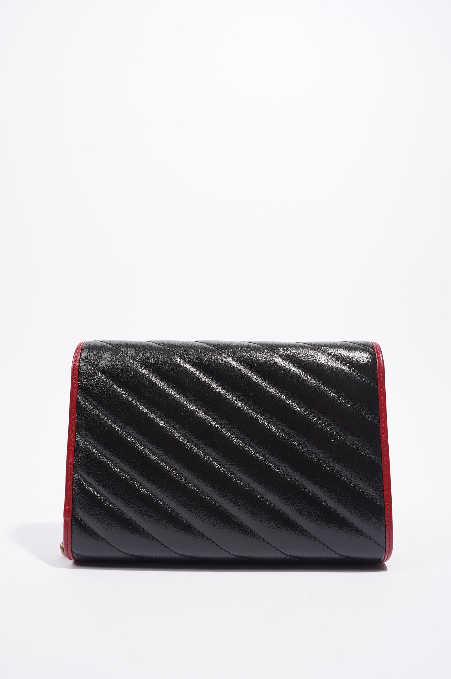 Gucci Womens Marmont Flap Chain Wallet Black / Red