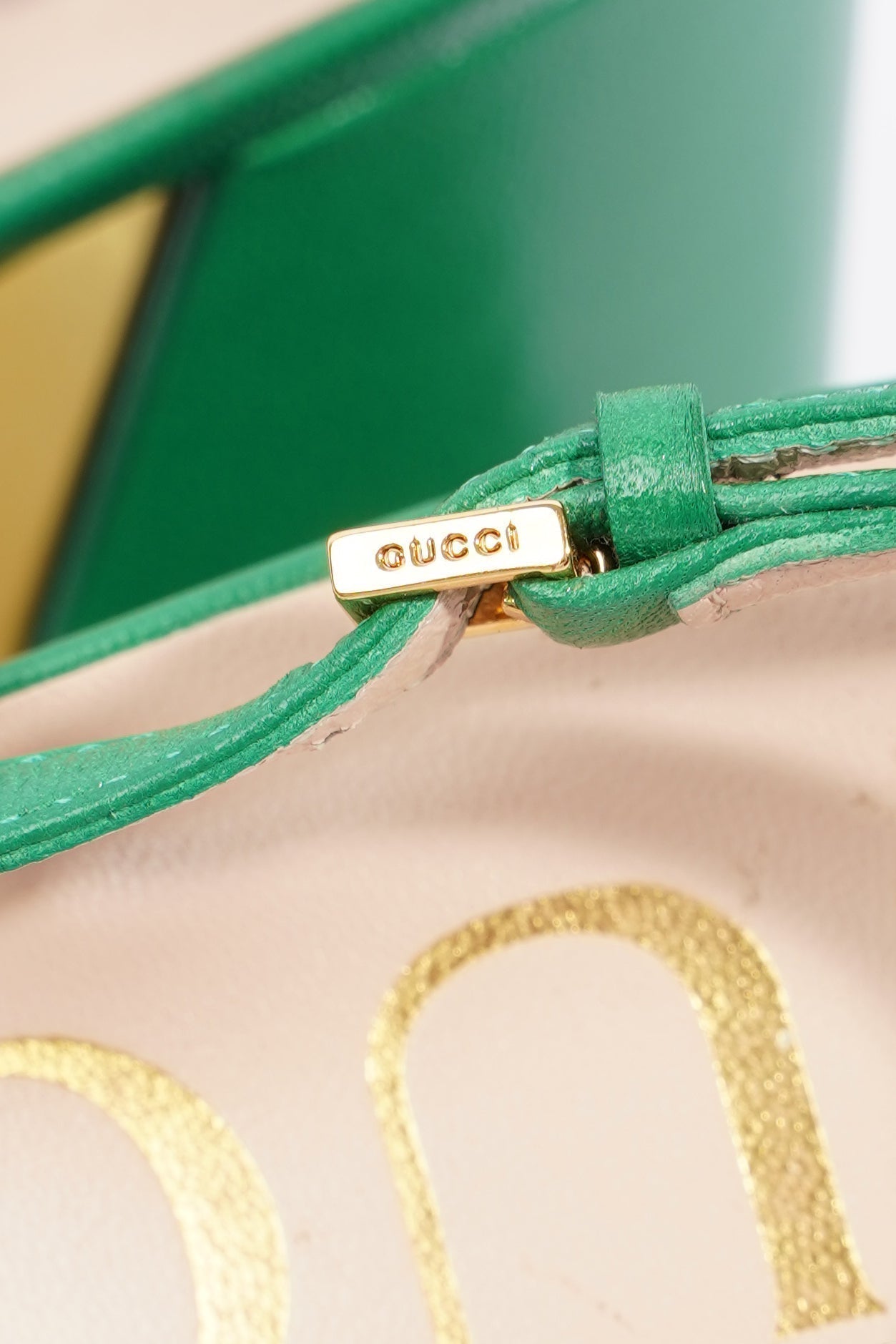 Gucci Mid Heel Slingback Heel Green Leather EU 38 / UK 5