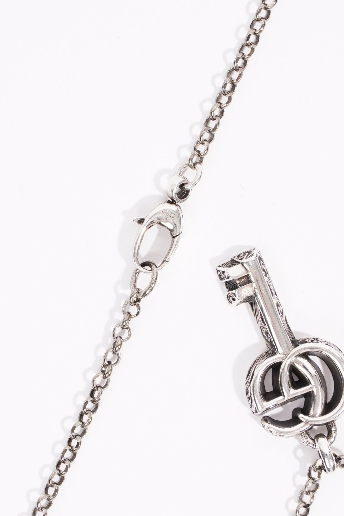 Gucci Womens Marmont GG Key Necklace Sterling Silver