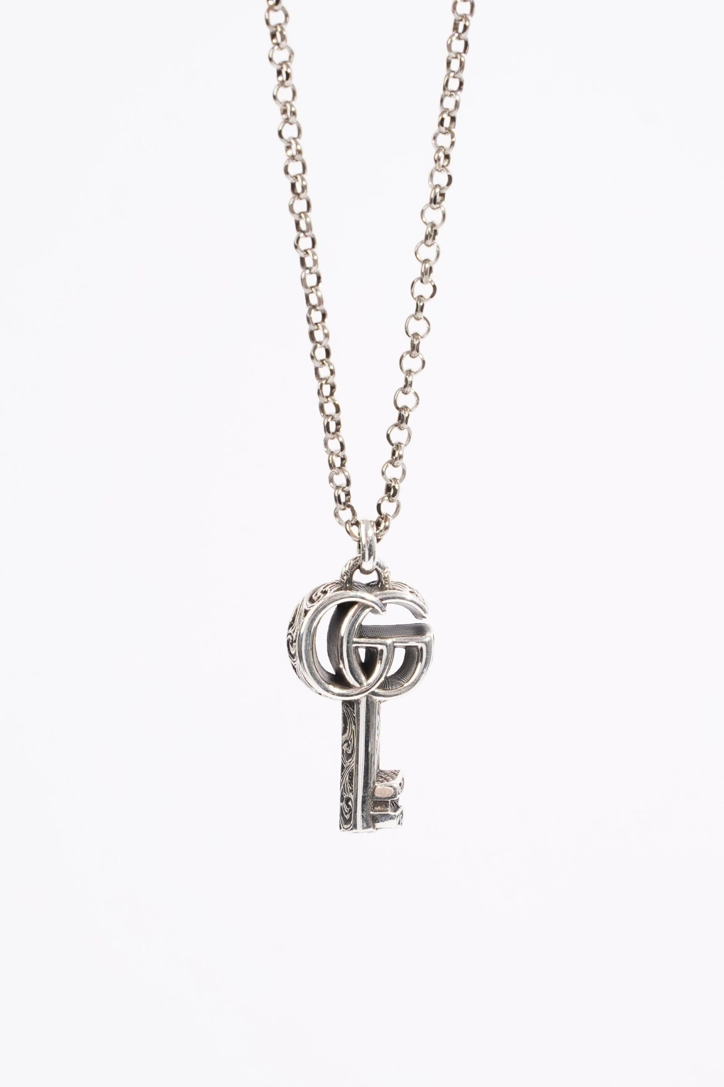 Gucci Womens Marmont GG Key Necklace Sterling Silver