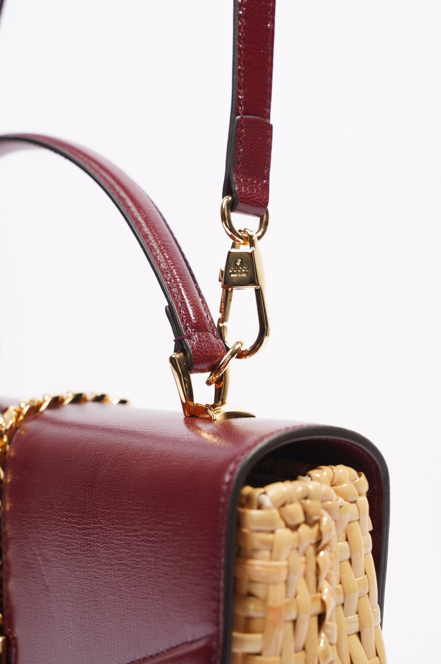 Gucci Sylvie 1969 Handbag Wicker / Burgundy