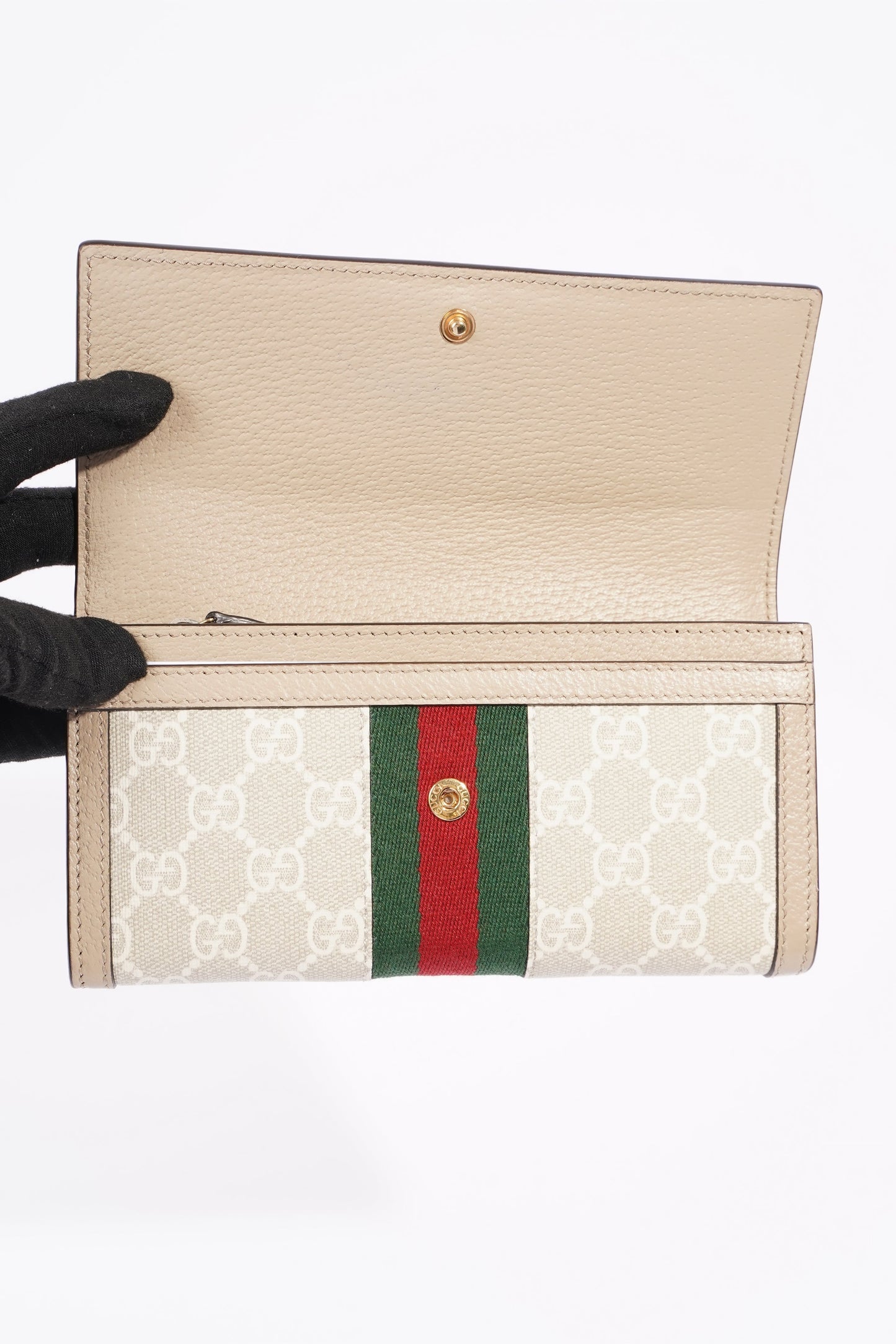Gucci Ophidia Continental Wallet Oatmeal Leather