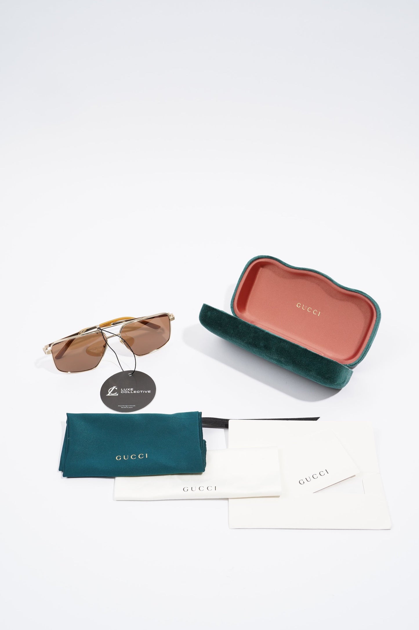 Gucci Womens Aviator Sunglasses Metallic Base Metal 145