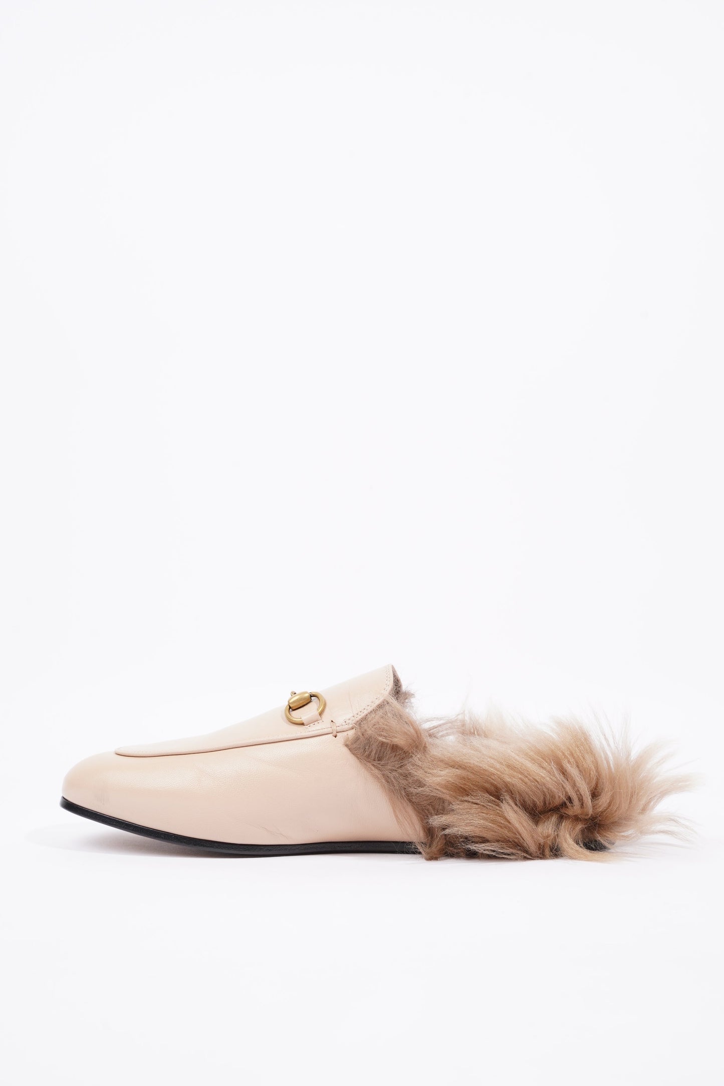 Gucci Womens Princetown Fur Loafers Nude EU 38 / UK 5