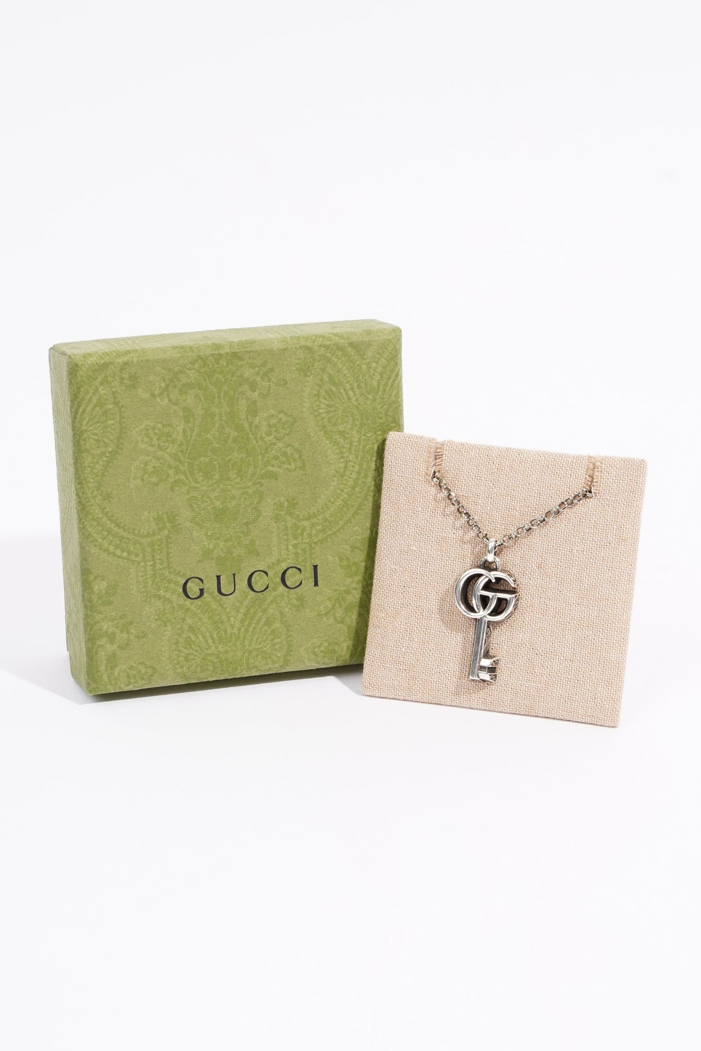 Gucci Womens Marmont GG Key Necklace Sterling Silver
