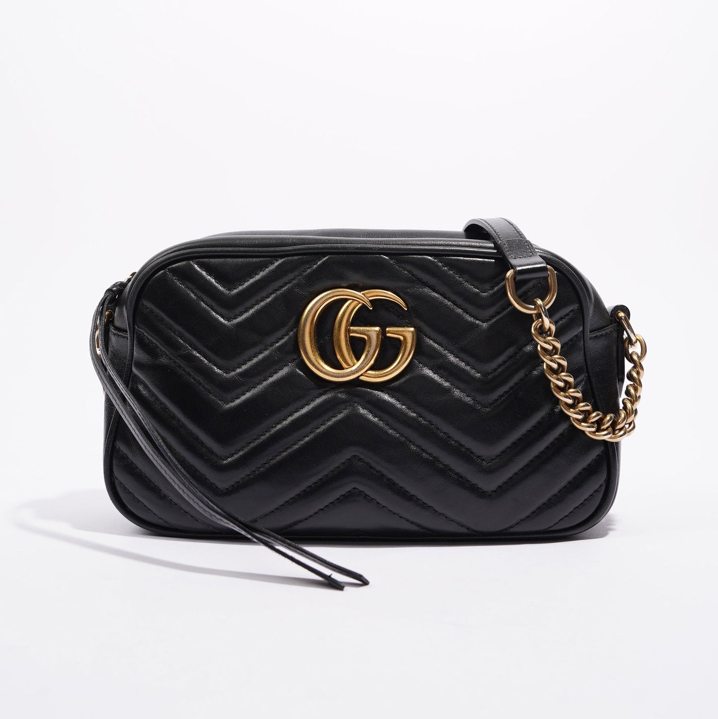 Gucci Womens Marmont Zip Black / Gold Small