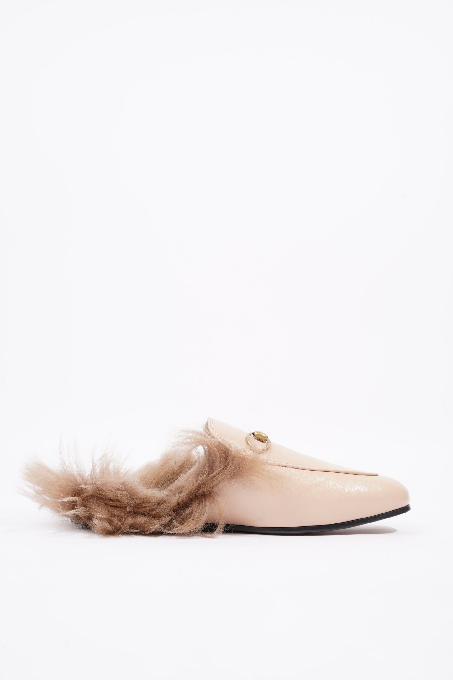 Gucci Womens Princetown Fur Loafers Nude EU 38 / UK 5