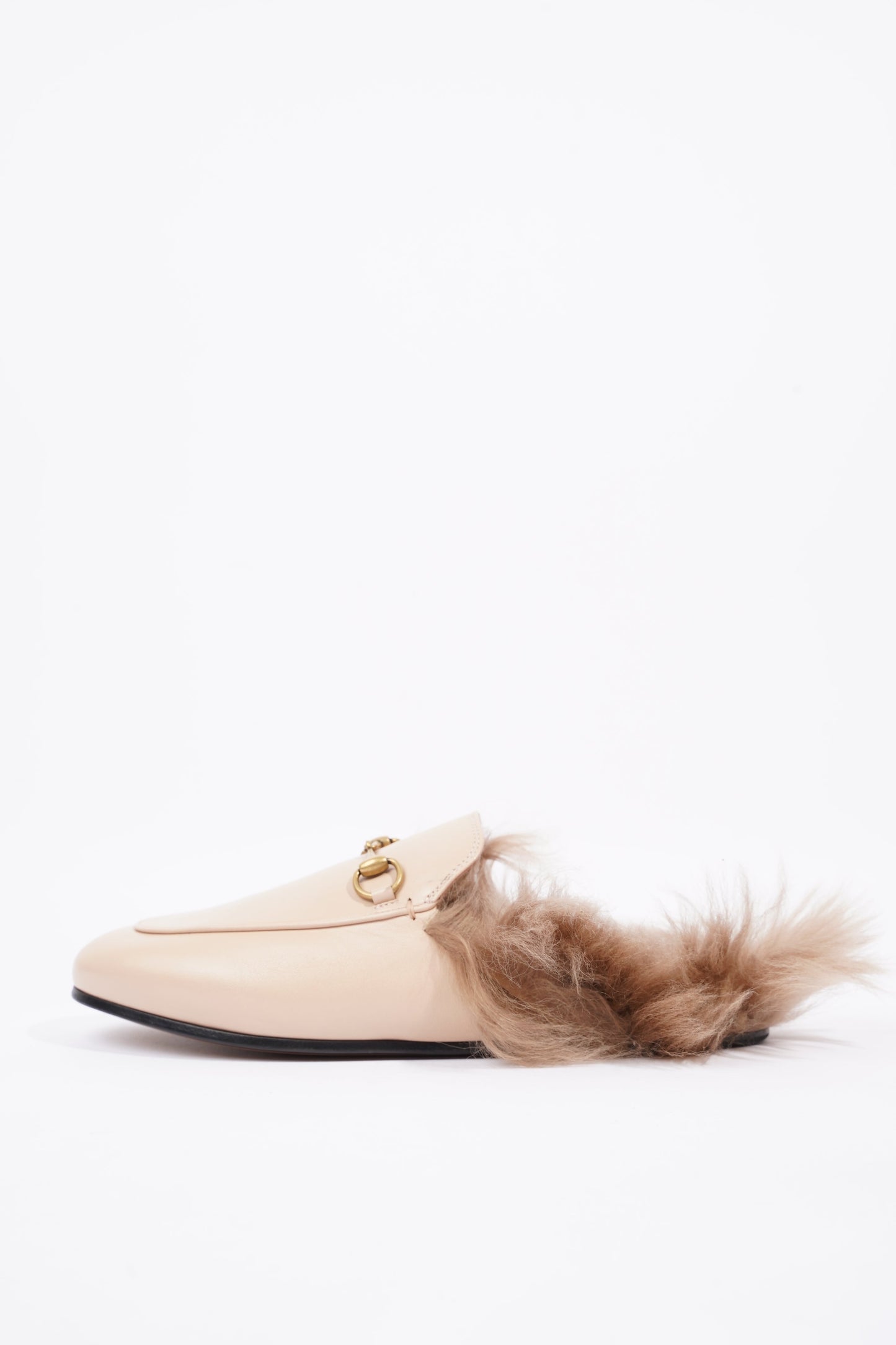 Gucci Womens Princetown Fur Loafers Nude EU 38 / UK 5