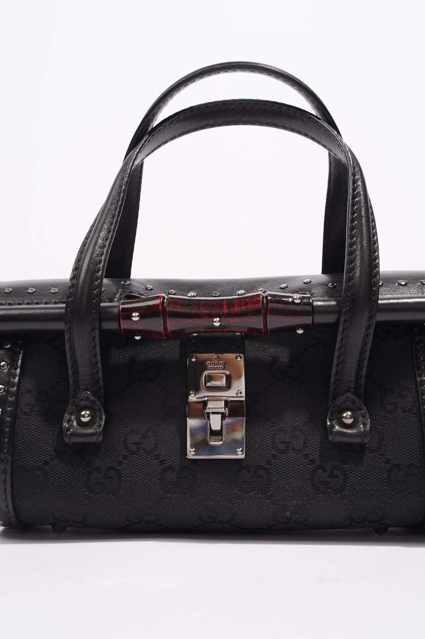 Gucci Womens Vintage Bamboo Top Handle Black