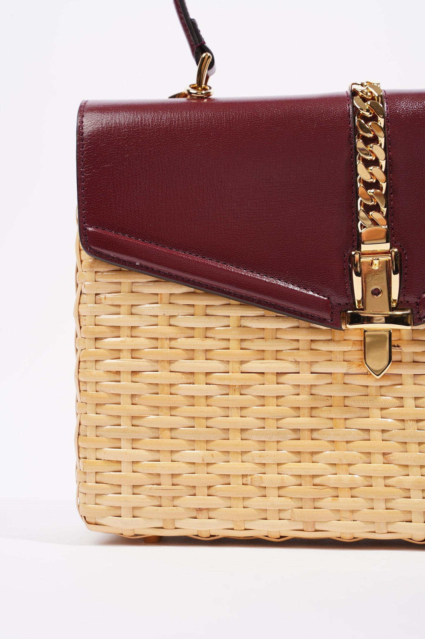 Gucci Sylvie 1969 Handbag Wicker / Burgundy