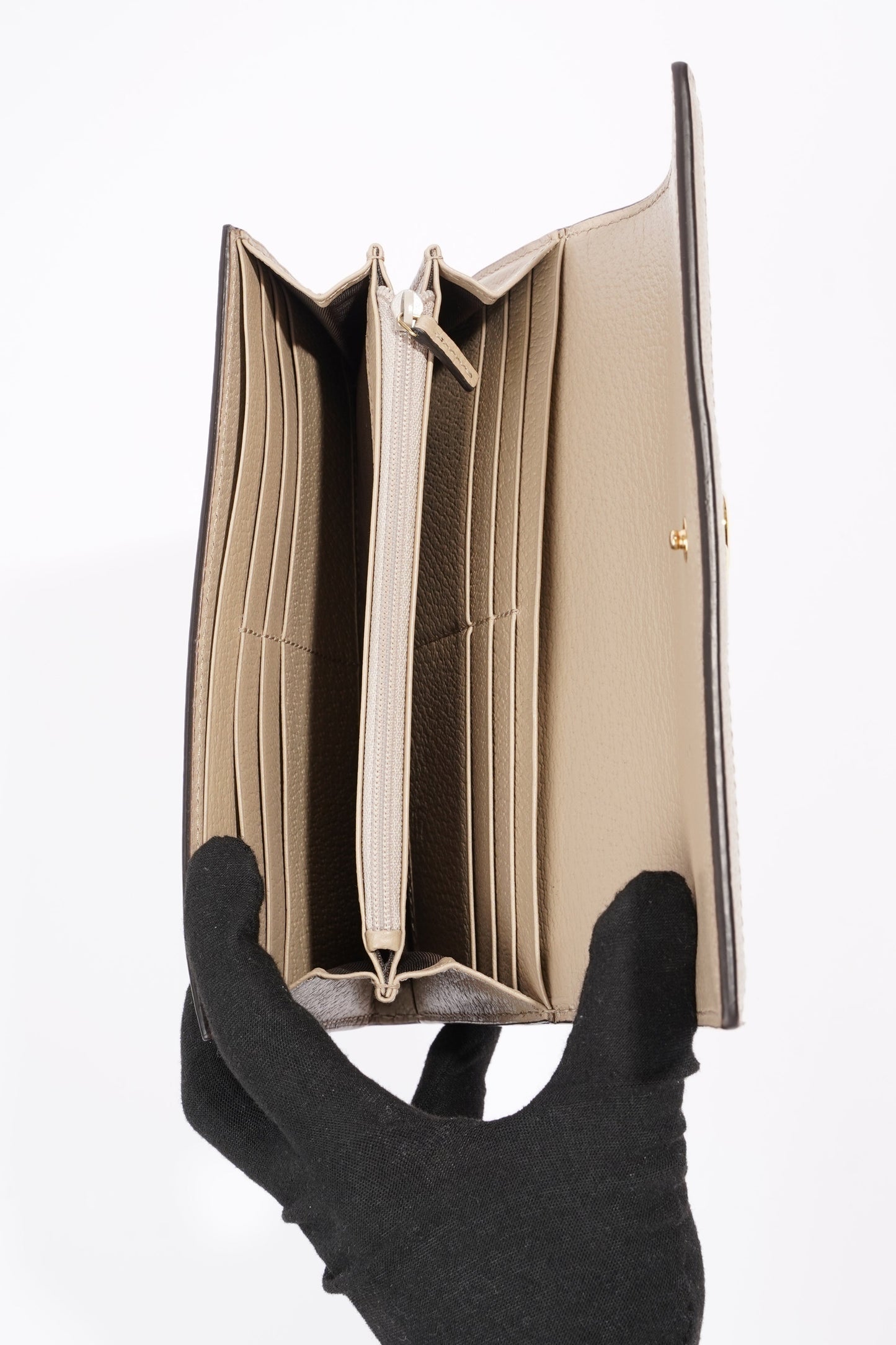 Gucci Ophidia Continental Wallet Oatmeal Leather
