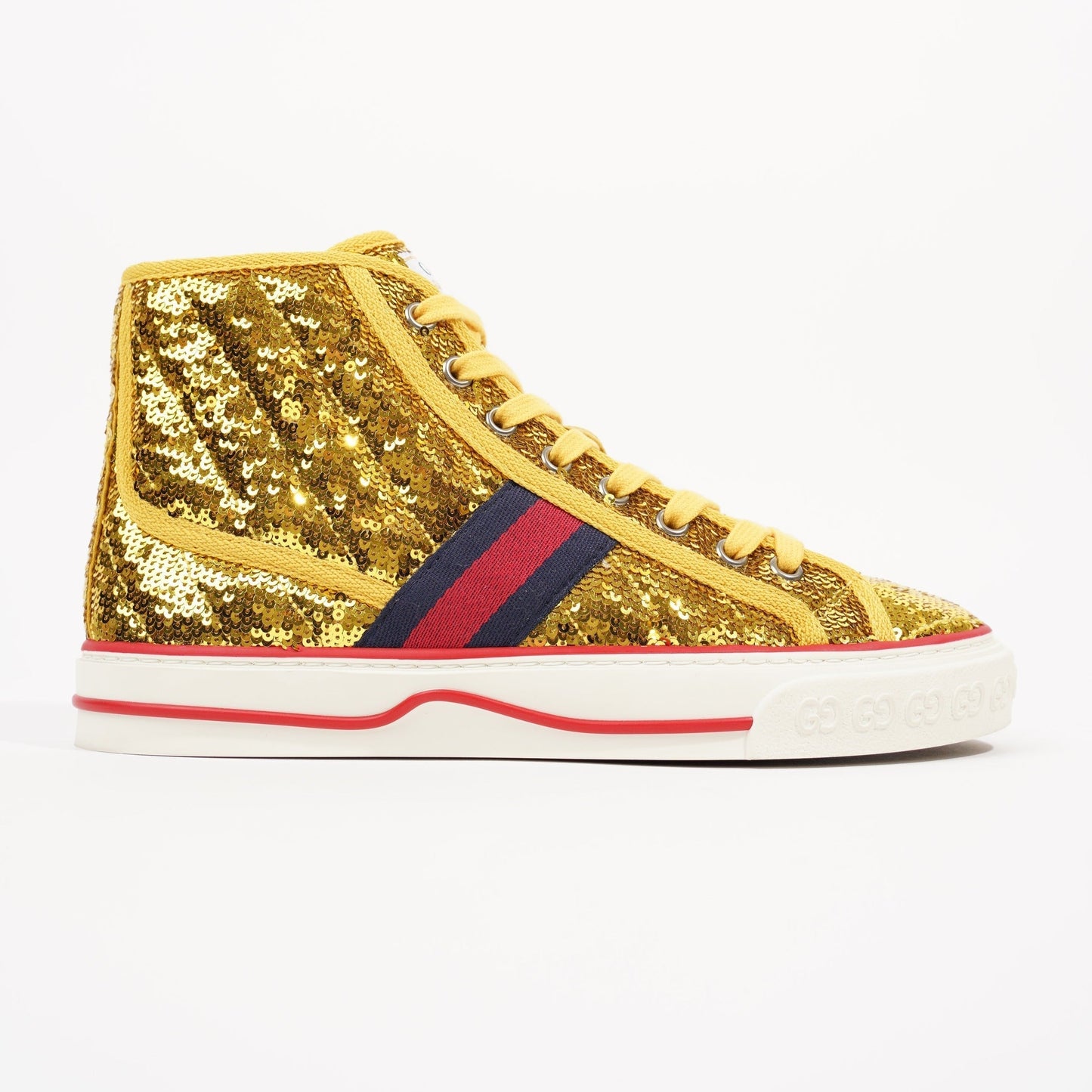 Gucci Womens Tennis High Top Gold Sequin EU 36.5 / UK 3.5