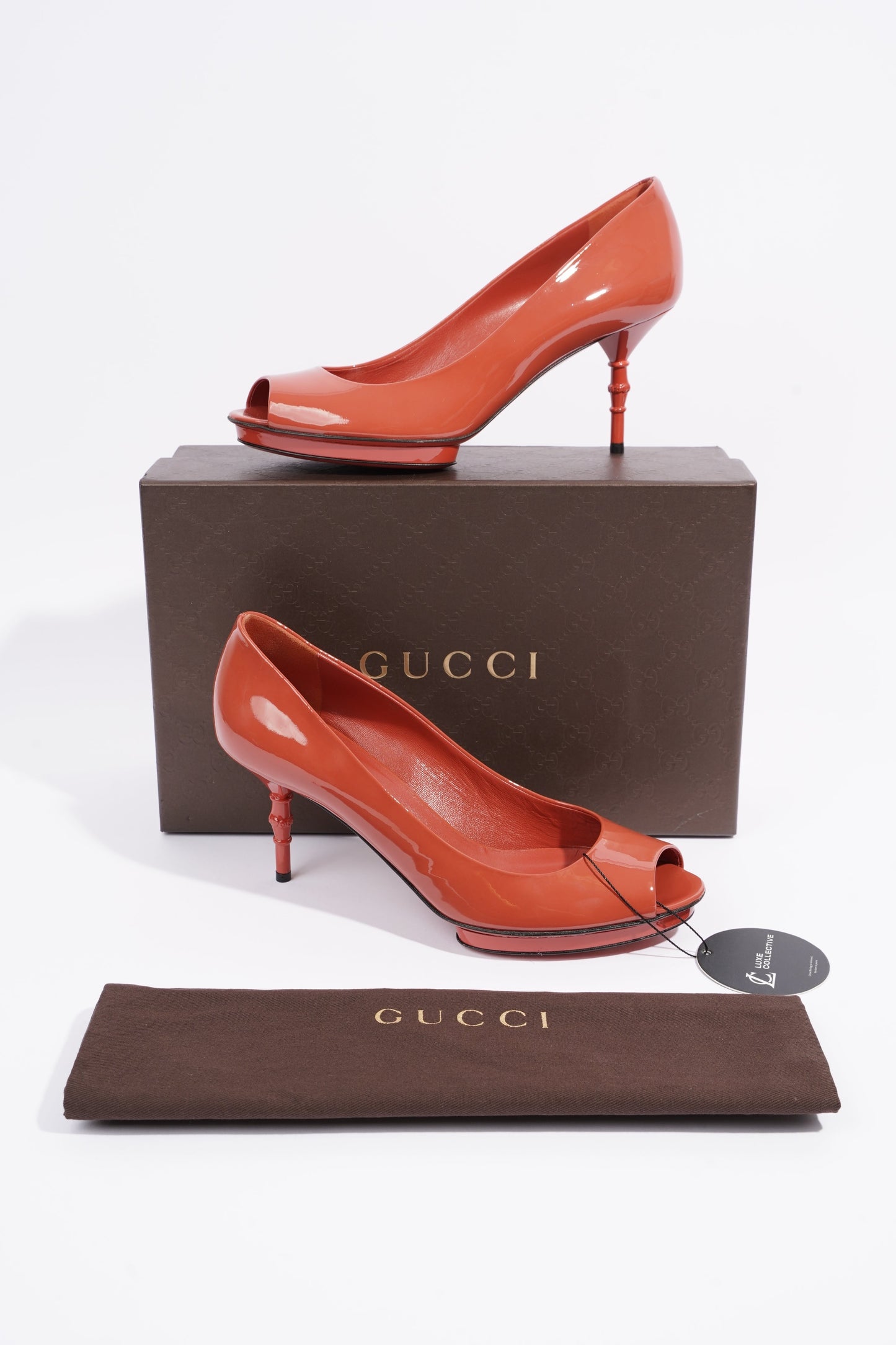 Gucci Womens Bamboo Pump Dark Coral EU 38 / UK 5