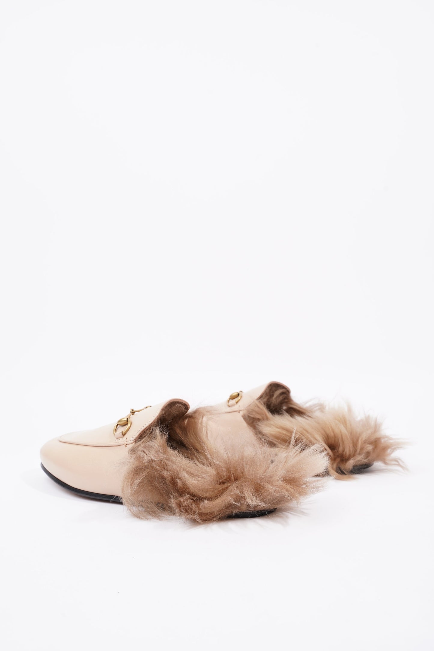 Gucci Womens Princetown Fur Loafers Nude EU 38 / UK 5