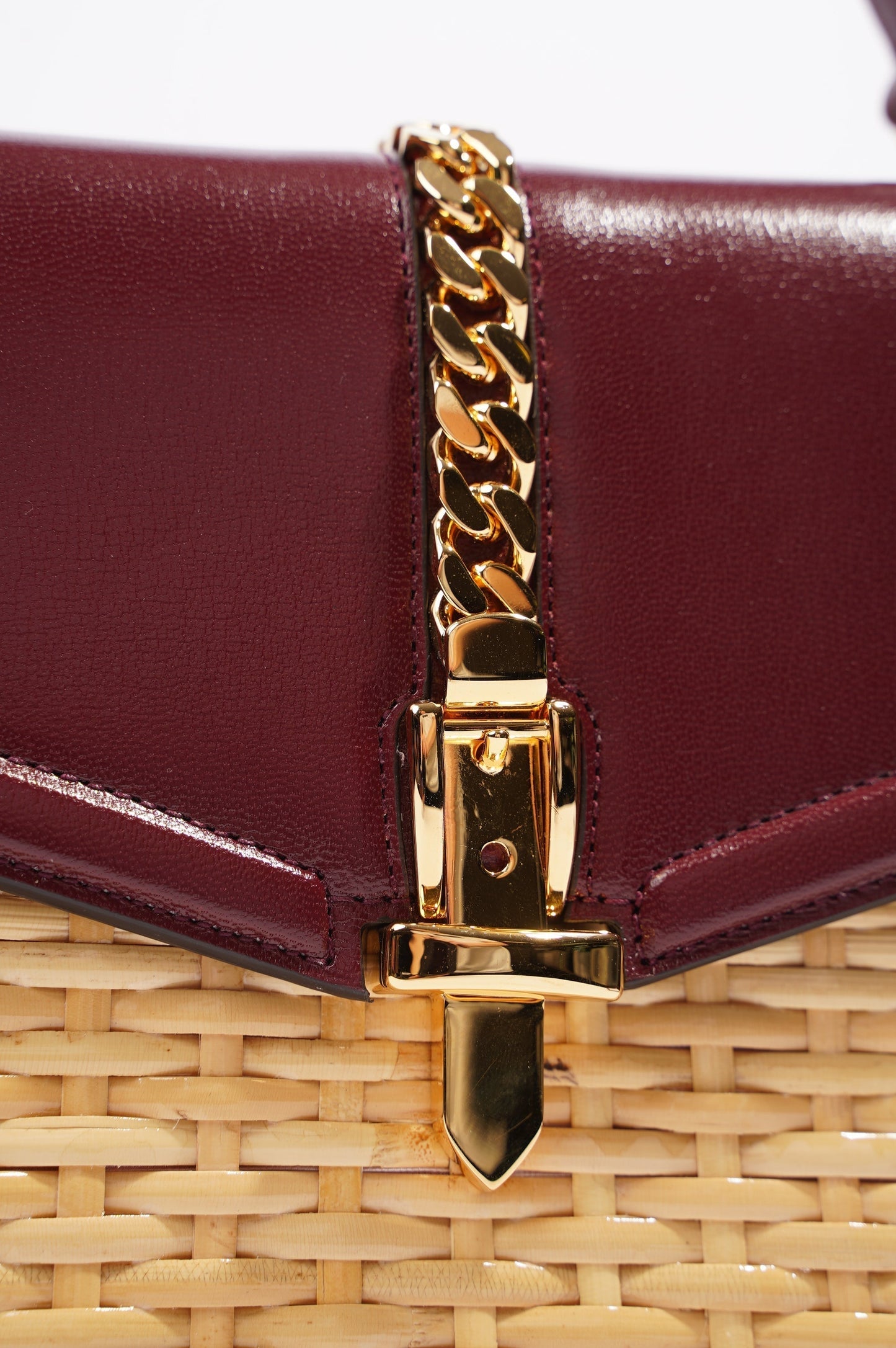 Gucci Sylvie 1969 Handbag Wicker / Burgundy