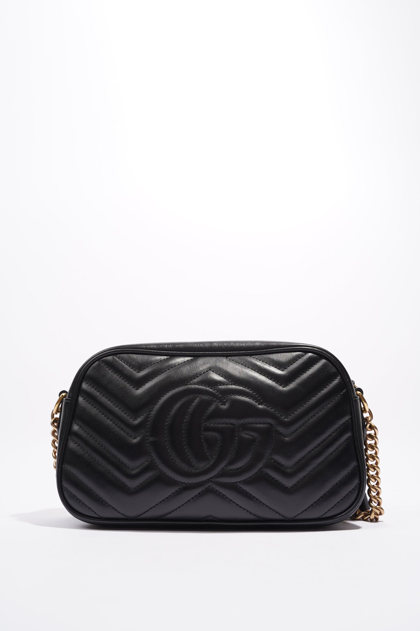 Gucci Womens Marmont Zip Black Matelasse Leather Small