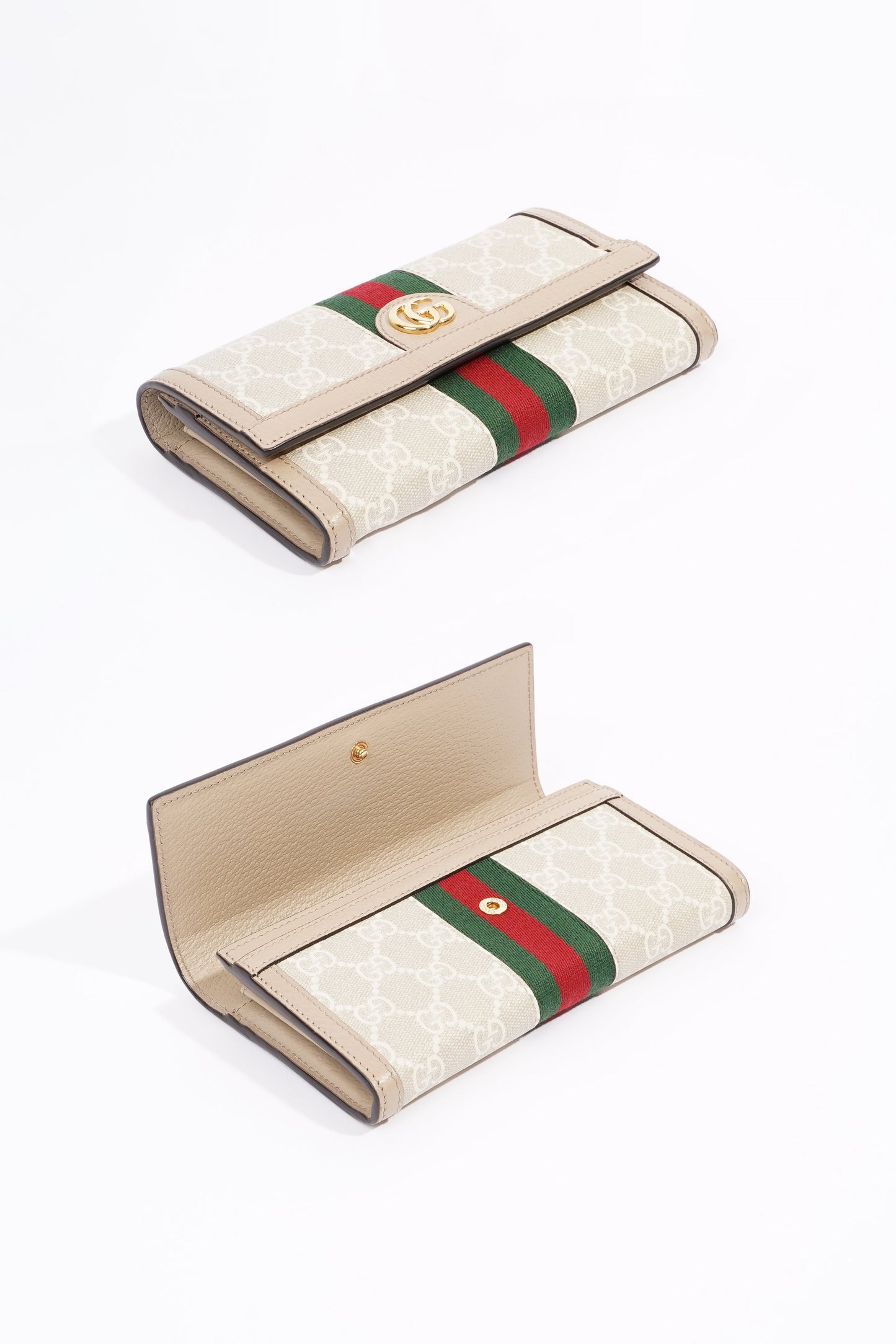 Gucci Ophidia Continental Wallet Oatmeal Leather