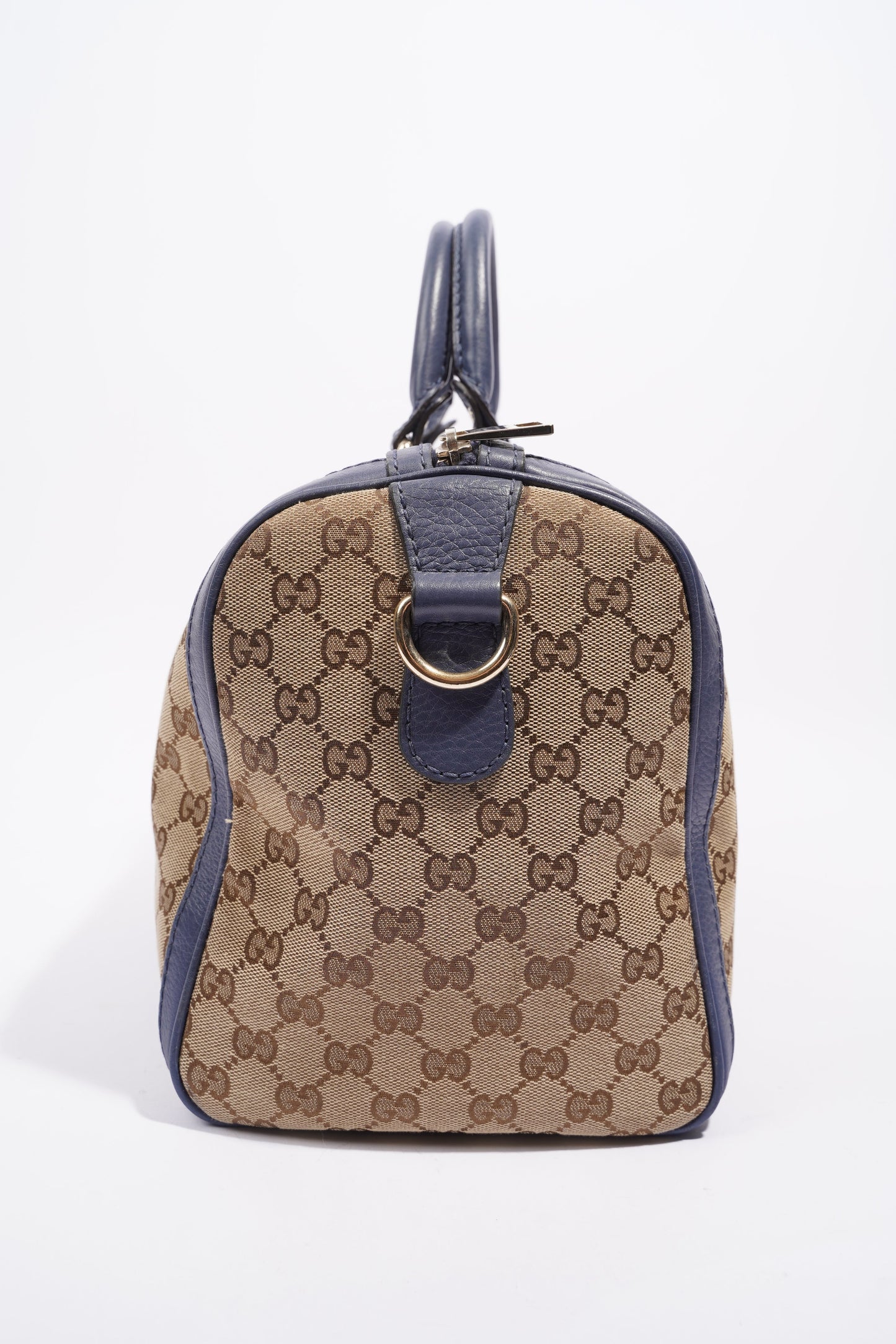 Gucci Womens Vintage Web Boston Bag Beige Blue Nude Medium