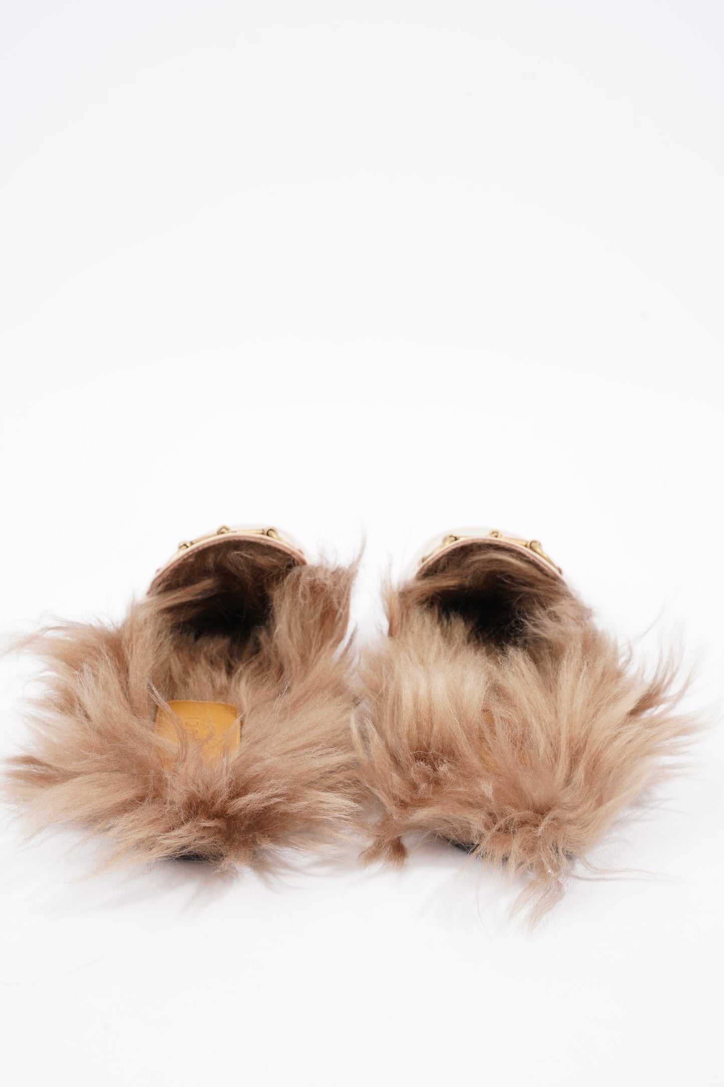 Gucci Womens Princetown Fur Loafers Nude EU 38 / UK 5