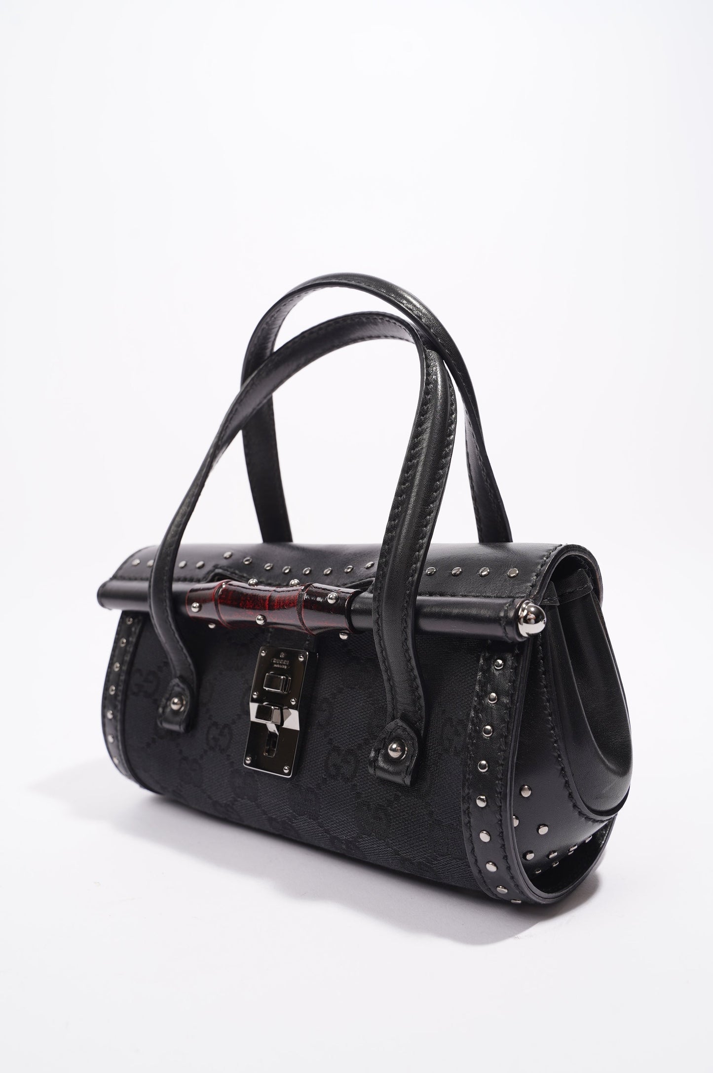 Gucci Womens Vintage Bamboo Top Handle Black
