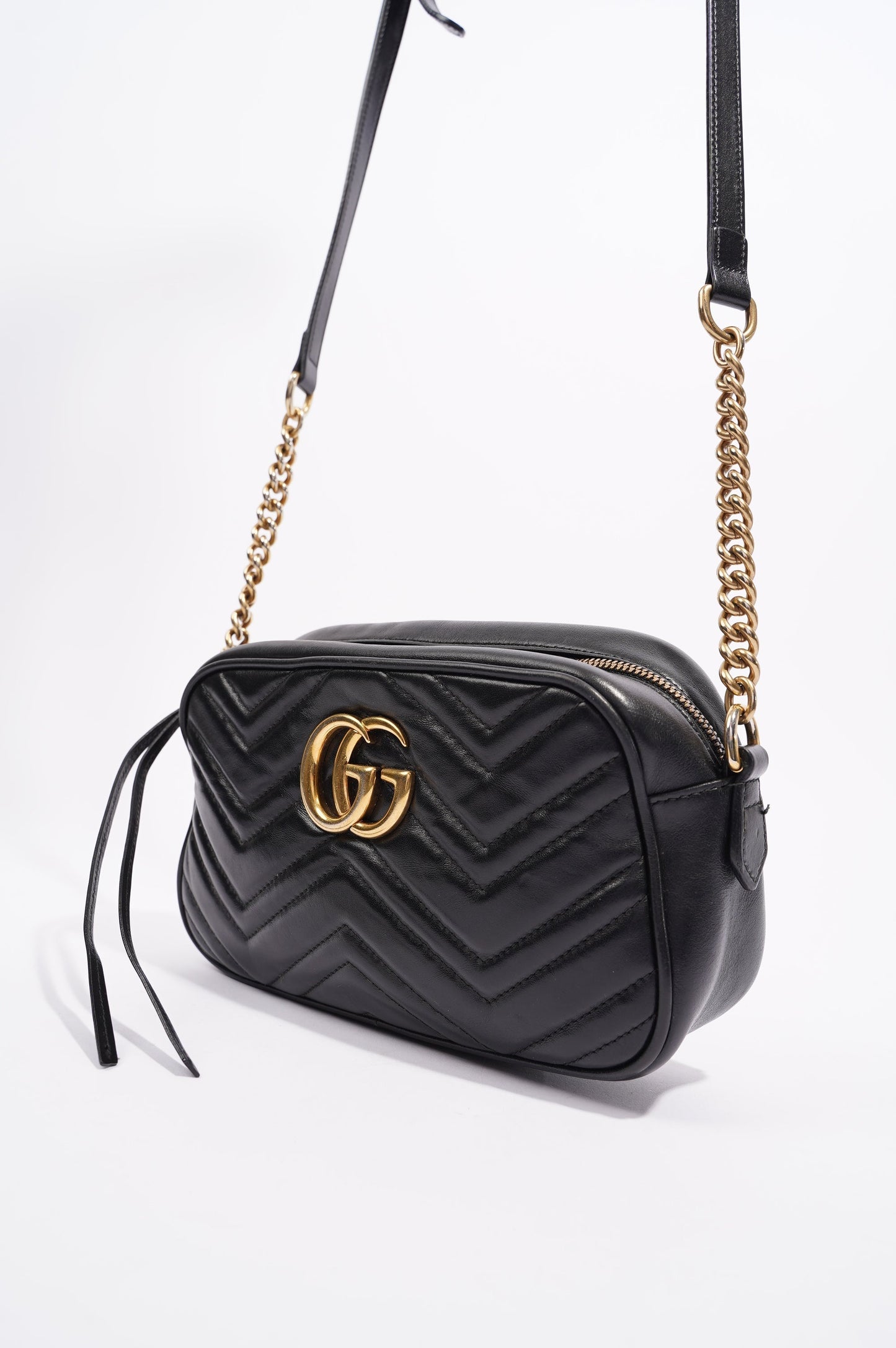 Gucci Womens Marmont Zip Black / Gold Small