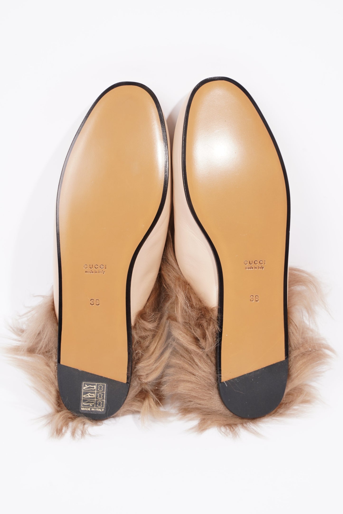 Gucci Womens Princetown Fur Loafers Nude EU 38 / UK 5