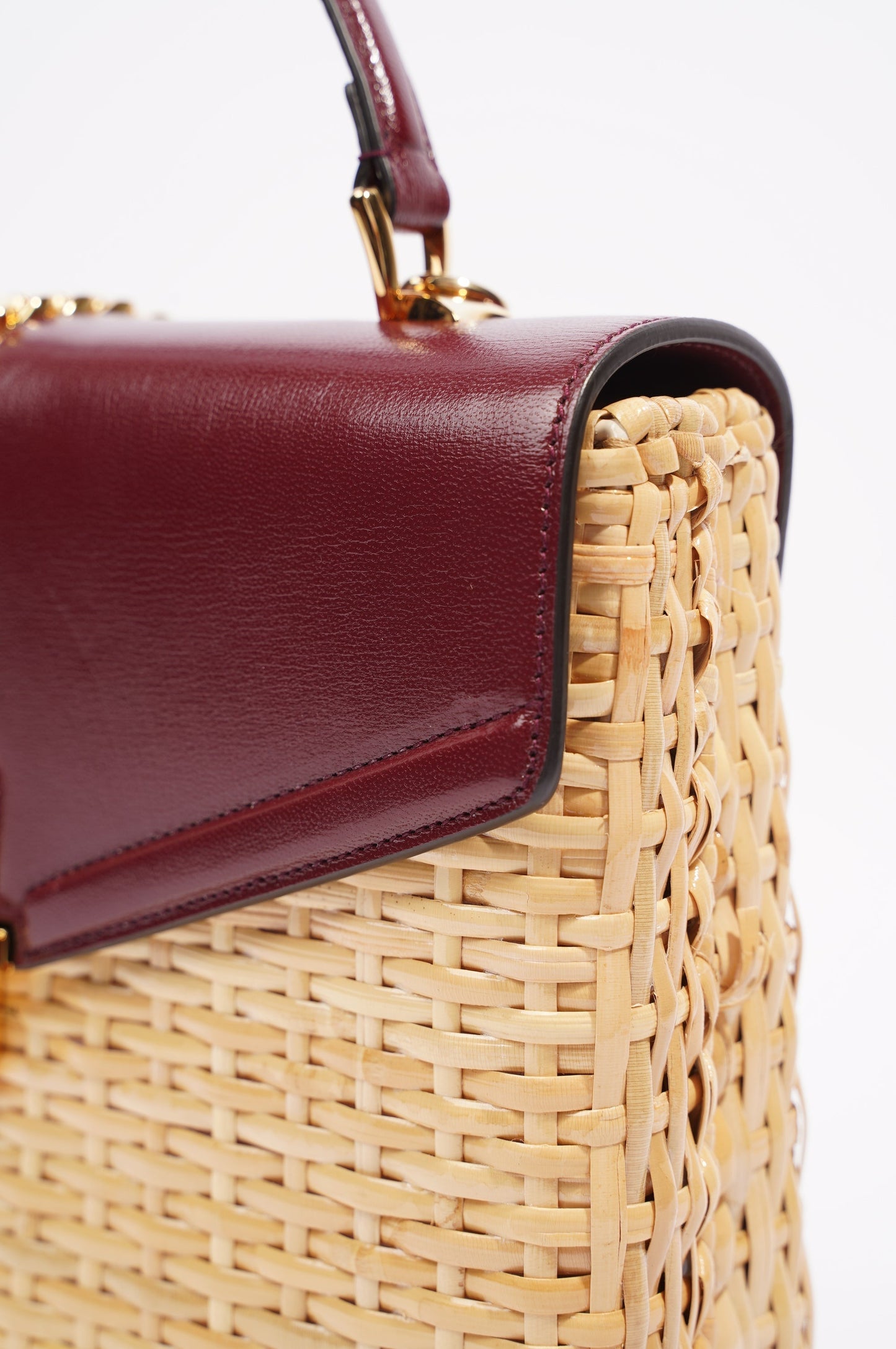 Gucci Sylvie 1969 Handbag Wicker / Burgundy