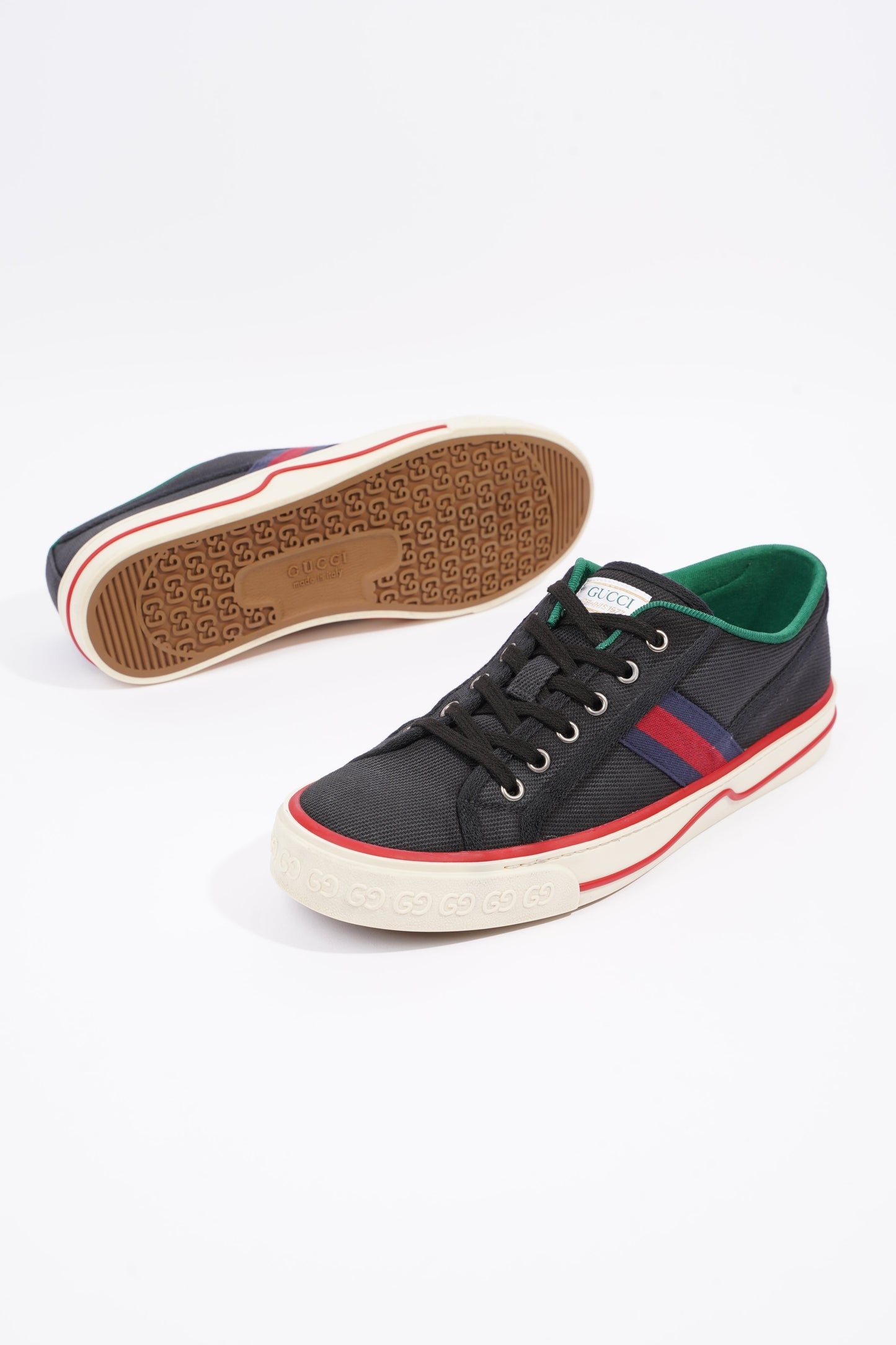 Gucci Mens Tennis 1977 Sneaker Black / Red / Navy EU 42 / UK 8