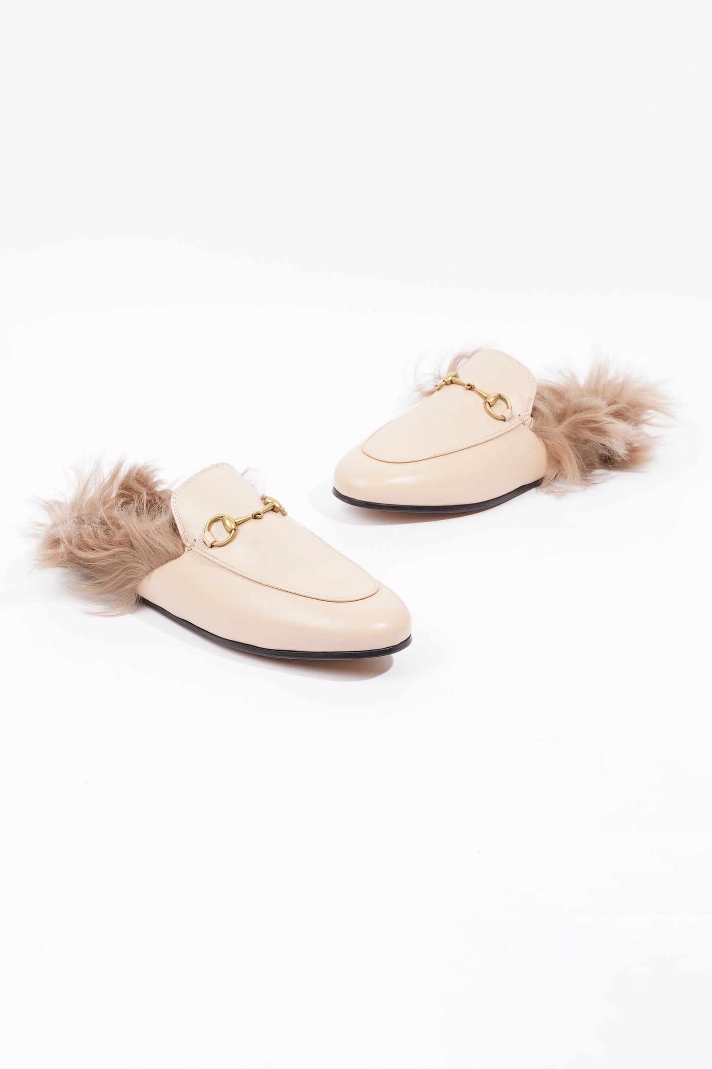 Gucci Womens Princetown Fur Loafers Nude EU 38 / UK 5