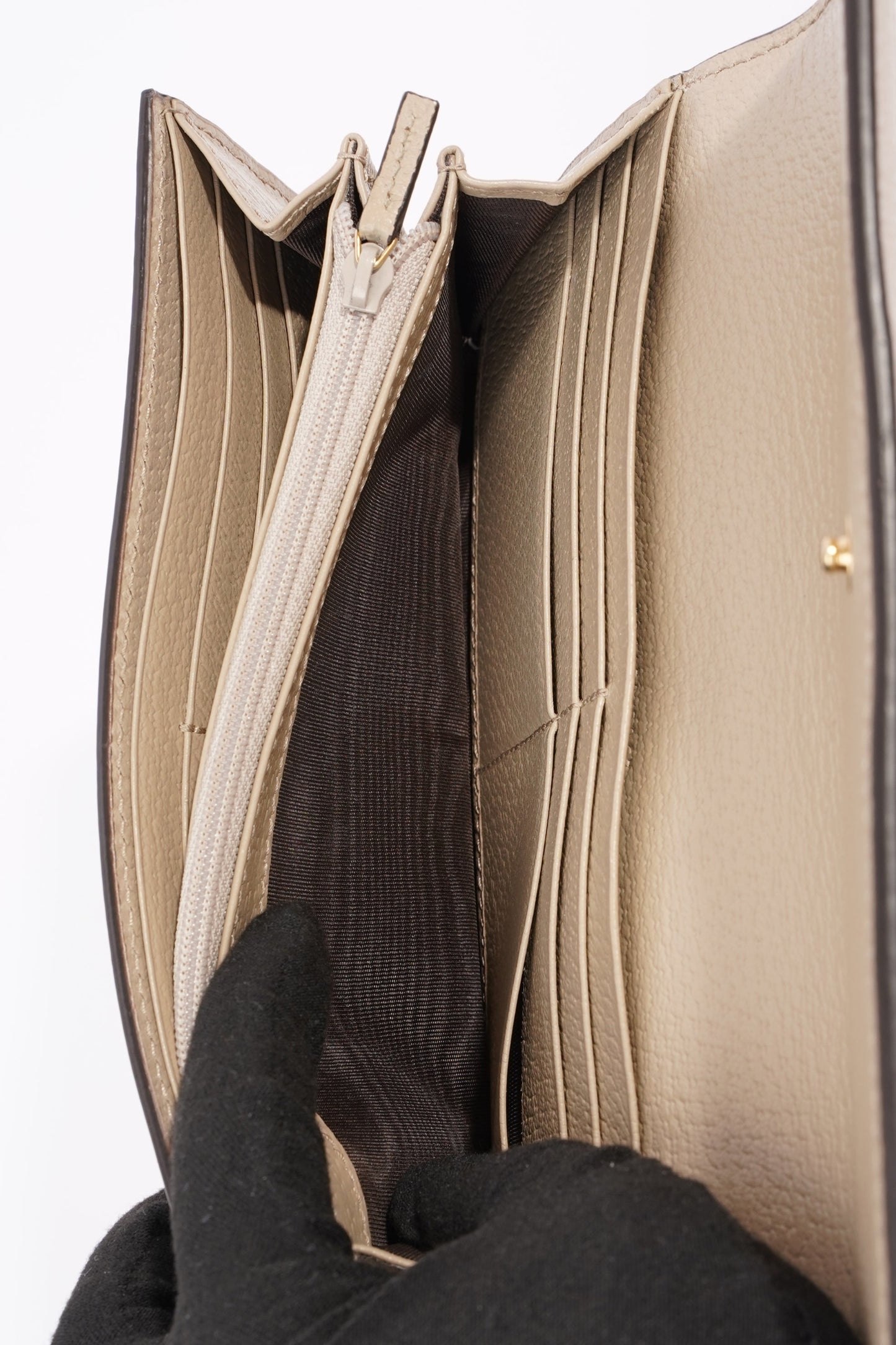 Gucci Ophidia Continental Wallet Oatmeal Leather