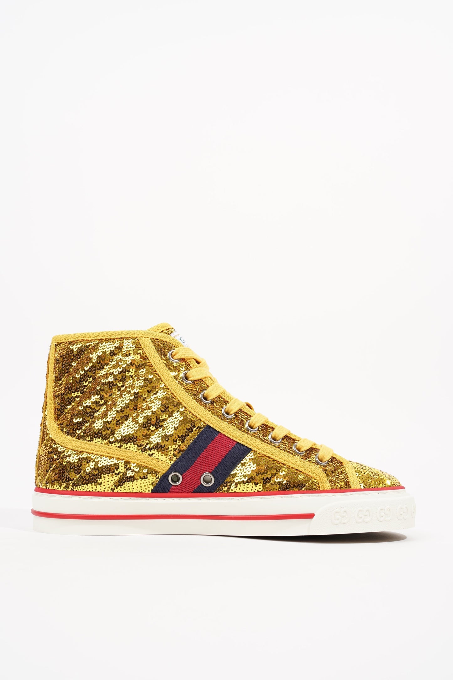 Gucci Womens Tennis High Top Gold Sequin EU 36.5 / UK 3.5