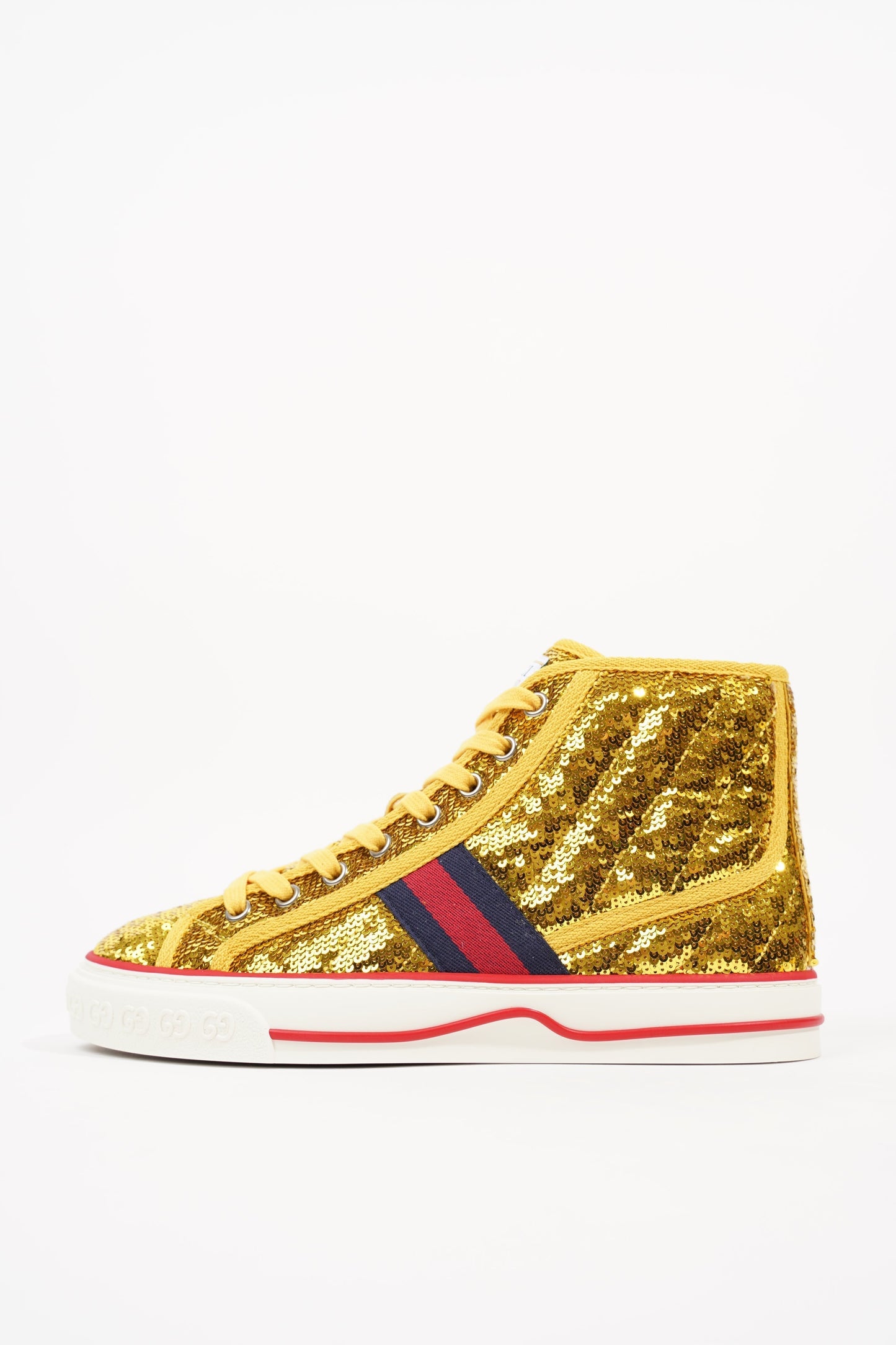 Gucci Womens Tennis High Top Gold Sequin EU 36.5 / UK 3.5