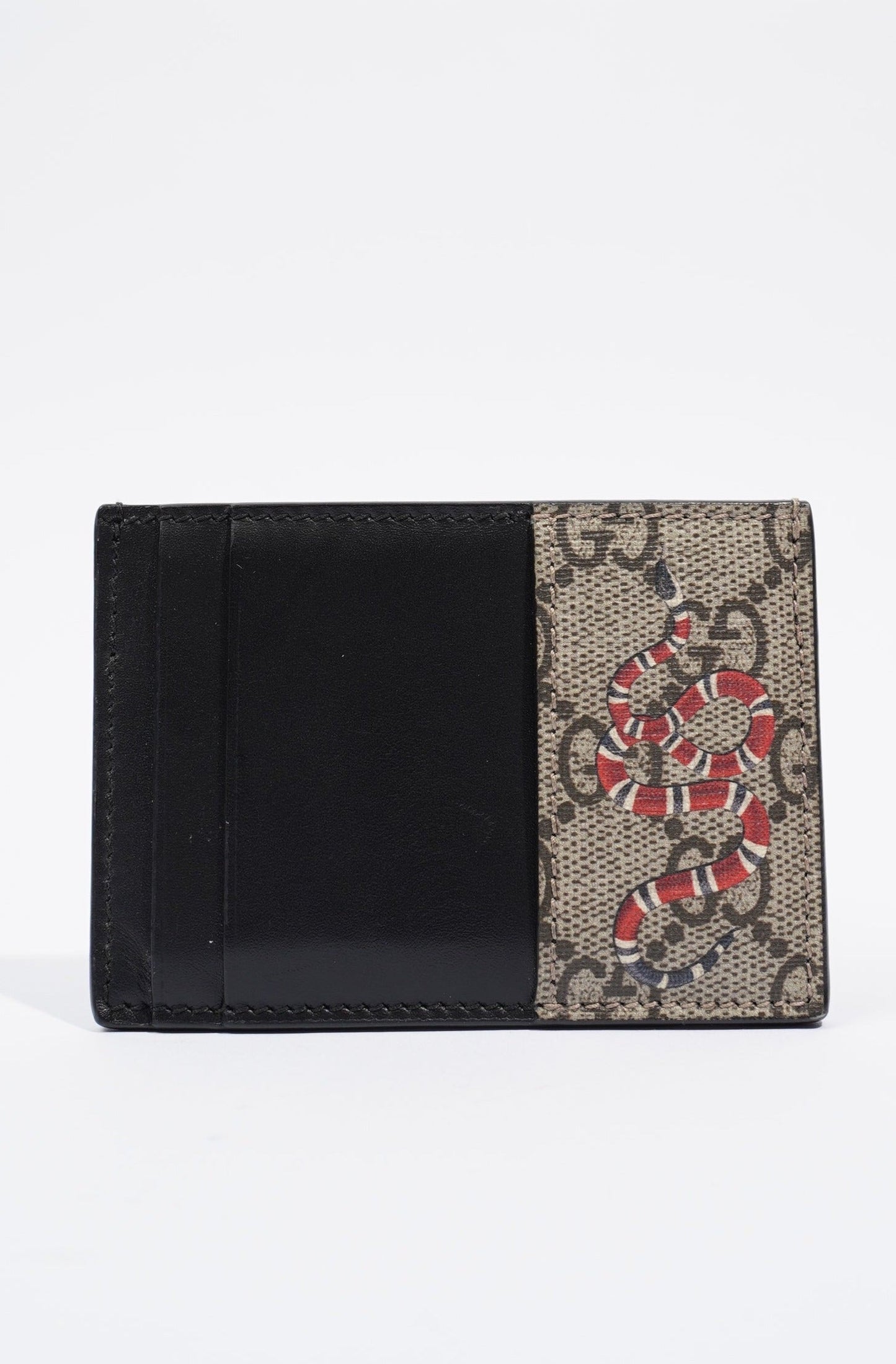 Gucci Womens Card Holder Brown / Black Canvas / Leather