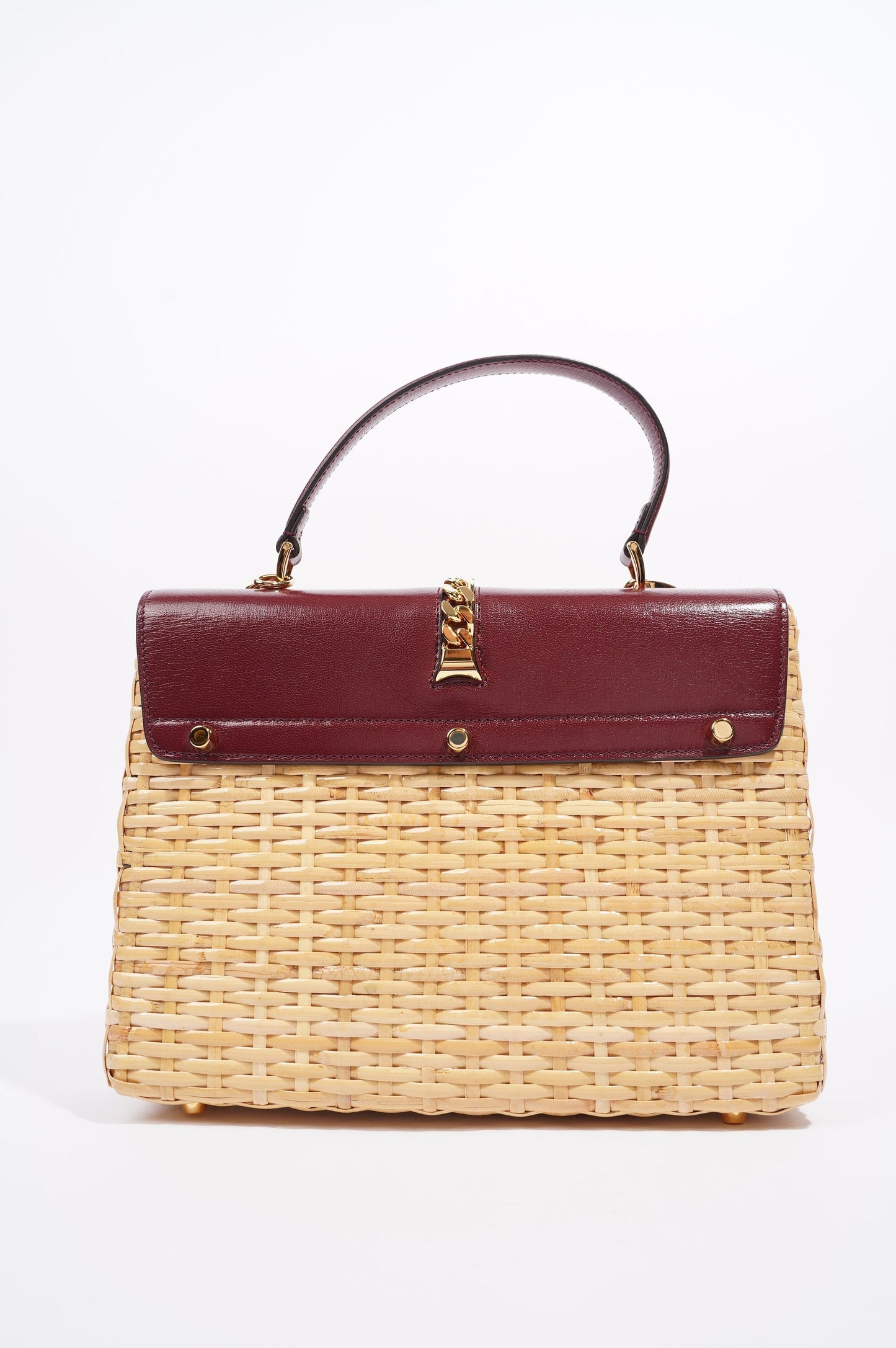 Gucci Sylvie 1969 Handbag Wicker / Burgundy