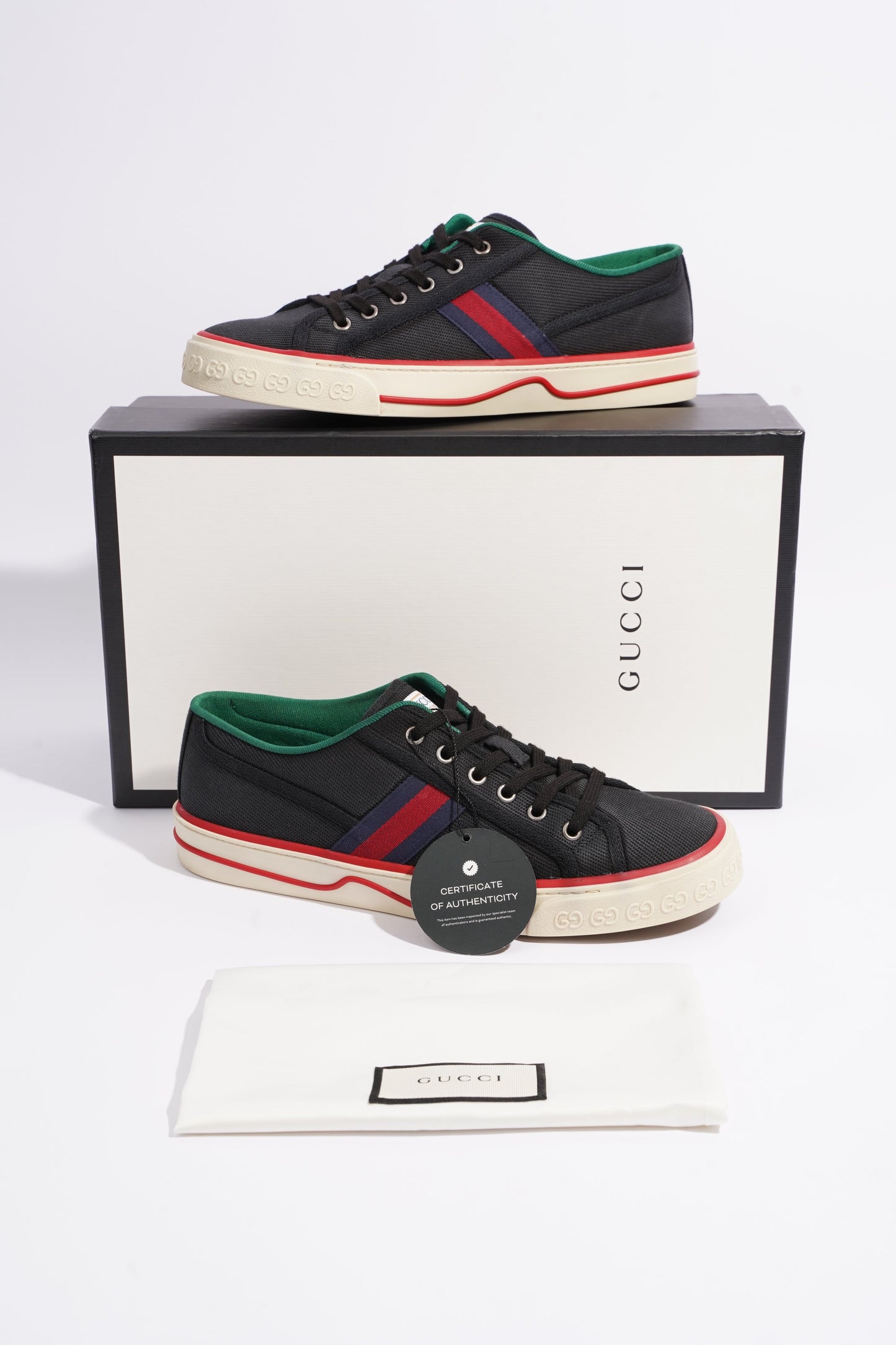 Gucci Mens Tennis 1977 Sneaker Black / Red / Navy EU 42 / UK 8