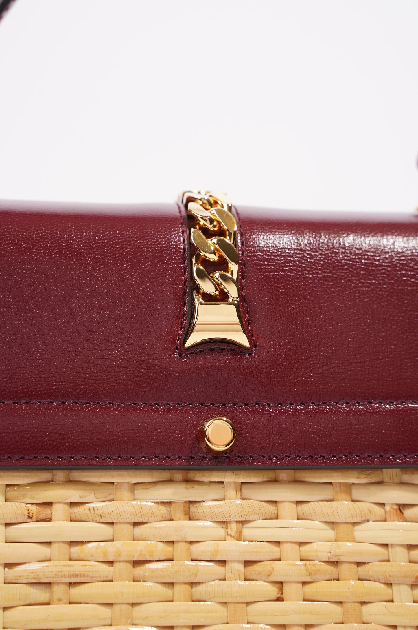 Gucci Sylvie 1969 Handbag Wicker / Burgundy