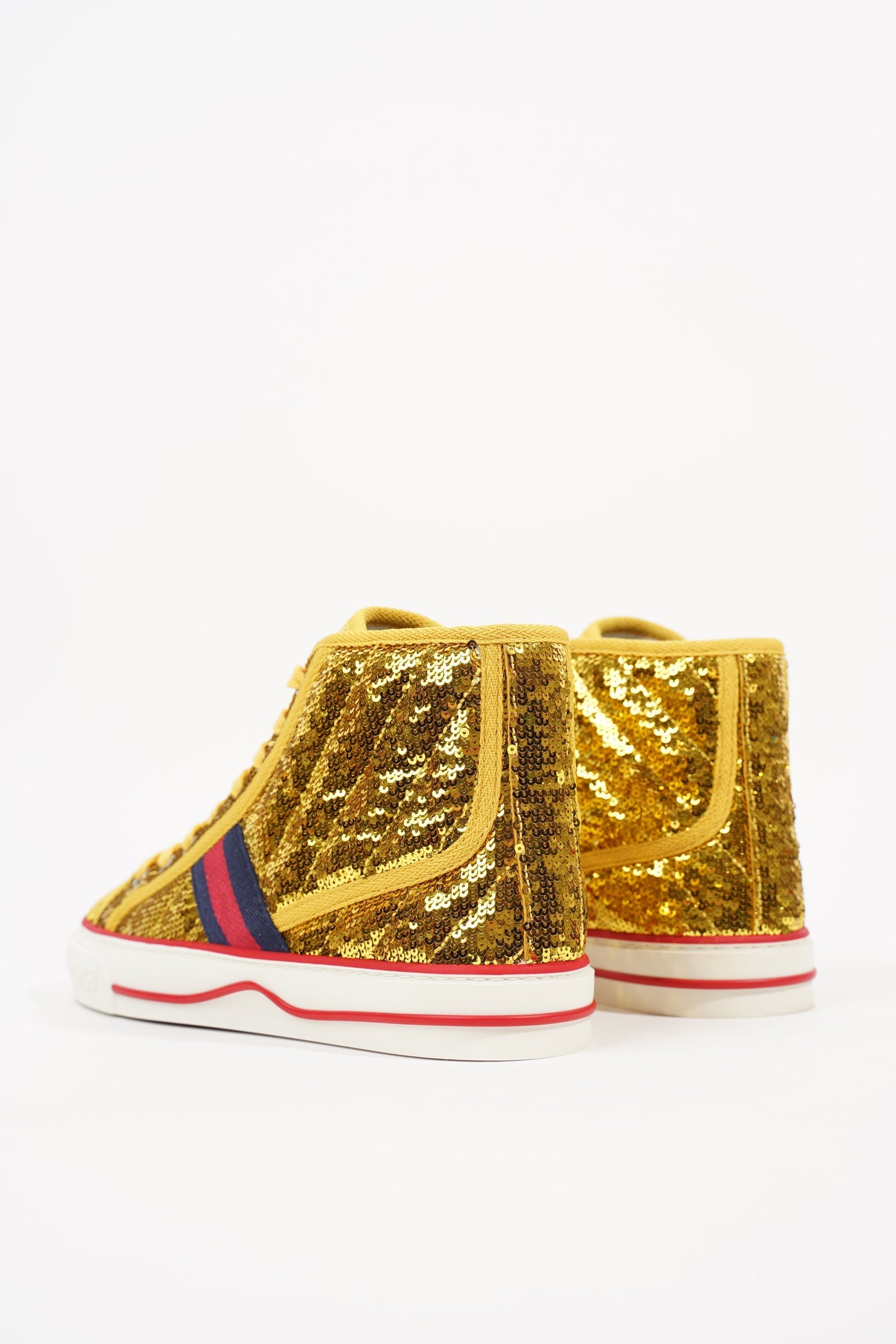 Gucci Womens Tennis High Top Gold Sequin EU 36.5 / UK 3.5