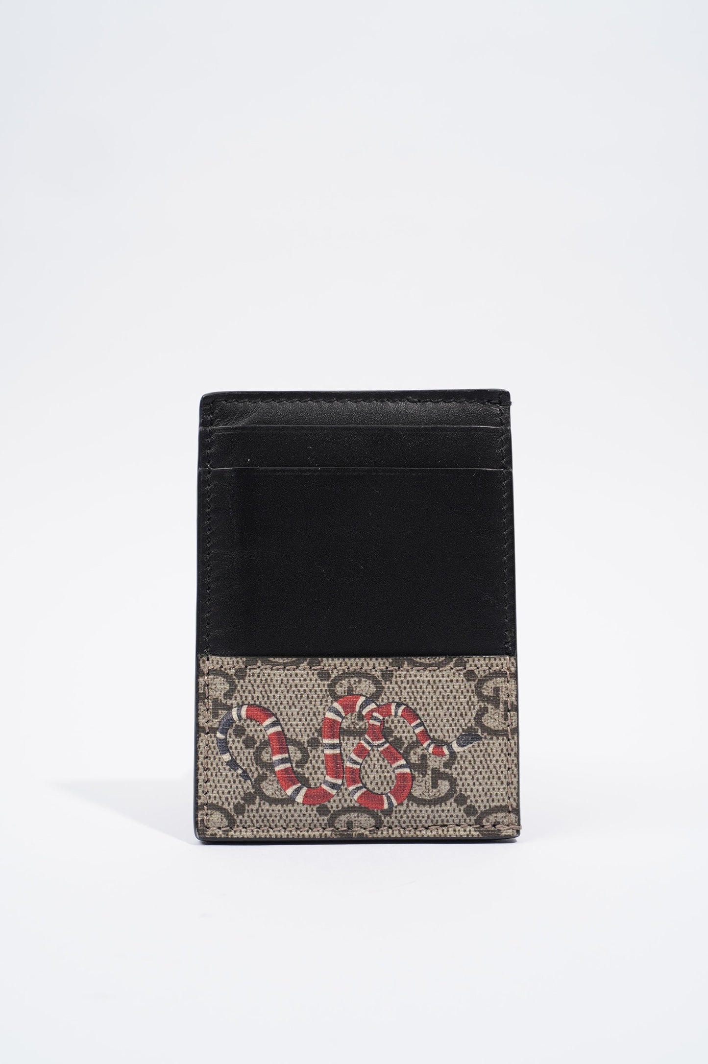 Gucci Womens Card Holder Brown / Black Canvas / Leather